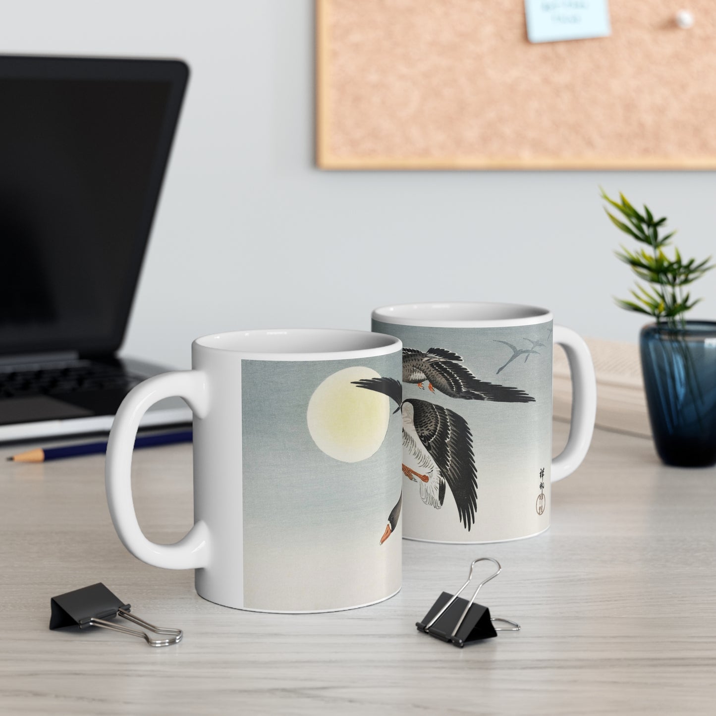 Birds at Full Moon Japanese Design Ceramic Mug 11oz