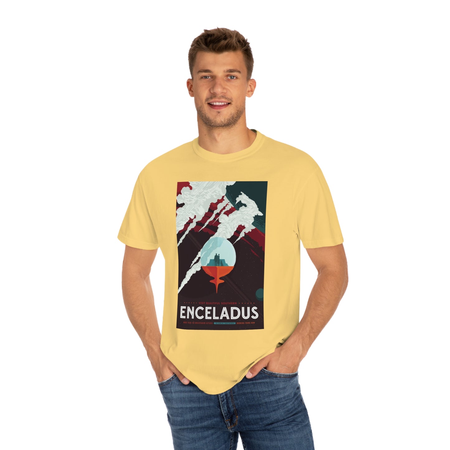 Retrofuturist Enceladus Tourism Print Shirt