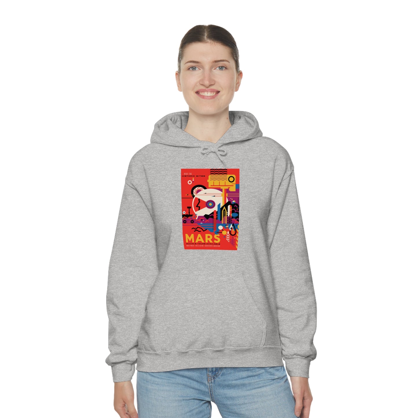 Retrofuturist Space Tourism to Mars Hooded Sweatshirt