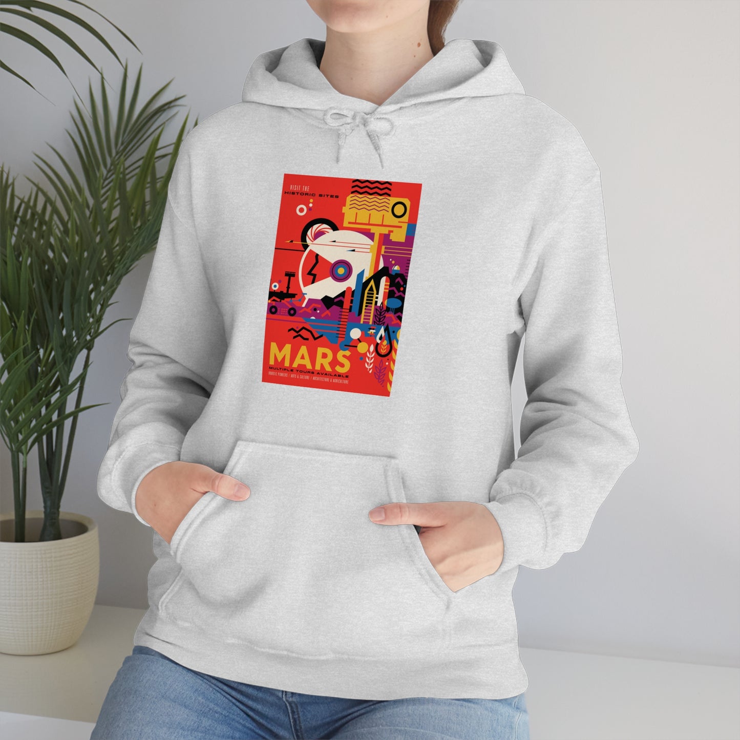 Retrofuturist Space Tourism to Mars Hooded Sweatshirt