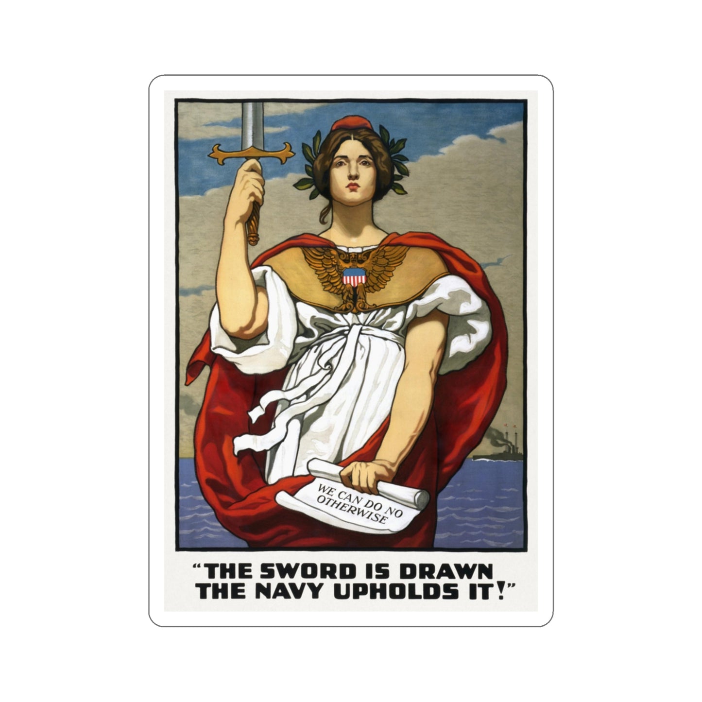 Vintage 'Sword Is Drawn' WWI Propaganda Sticker