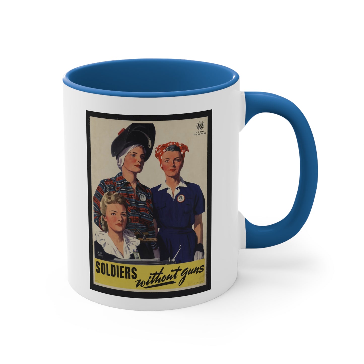 Vintage 'Soldiers Without Guns' Propaganda Accent Coffee Mug, 11oz