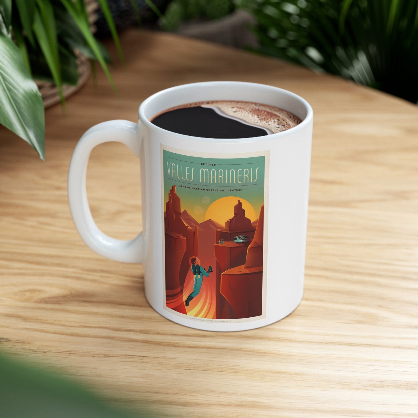 Retrofuturist Mars Space Tourism Ceramic Mug 11oz