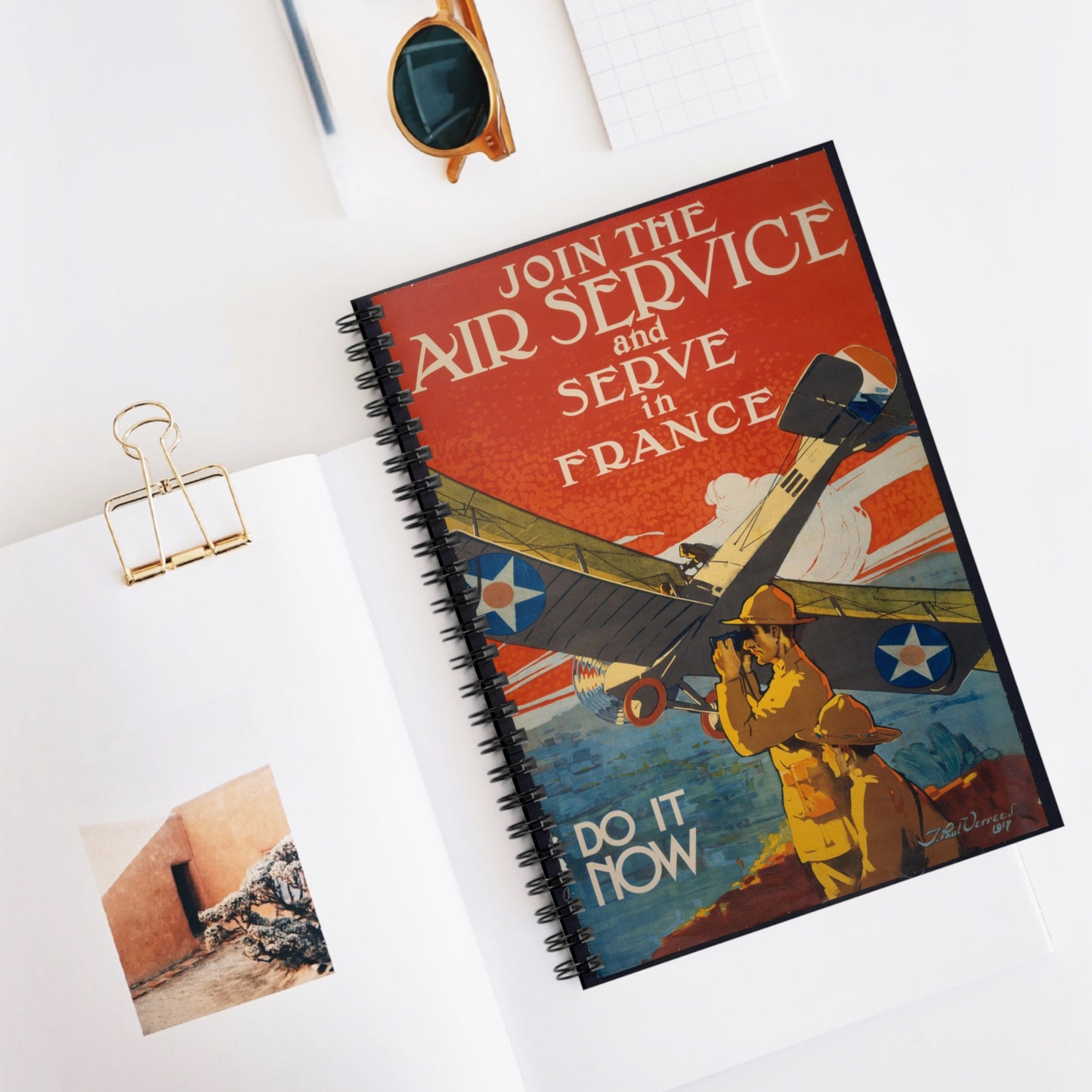 Vintage 'Serve in France' Spiral Notebook - Ruled Line