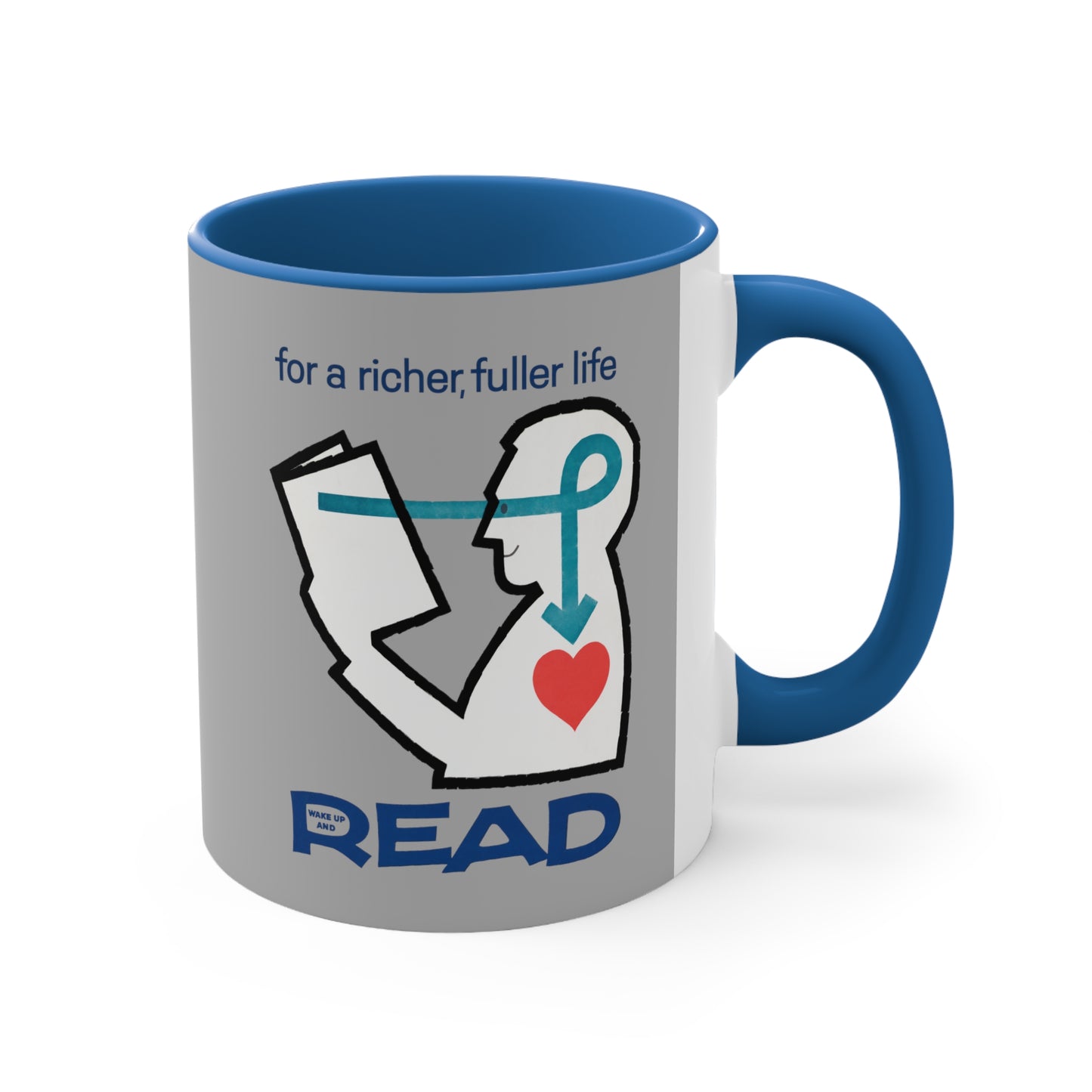 'For a Richer Life, Read' Gray Accent Coffee Mug, 11oz