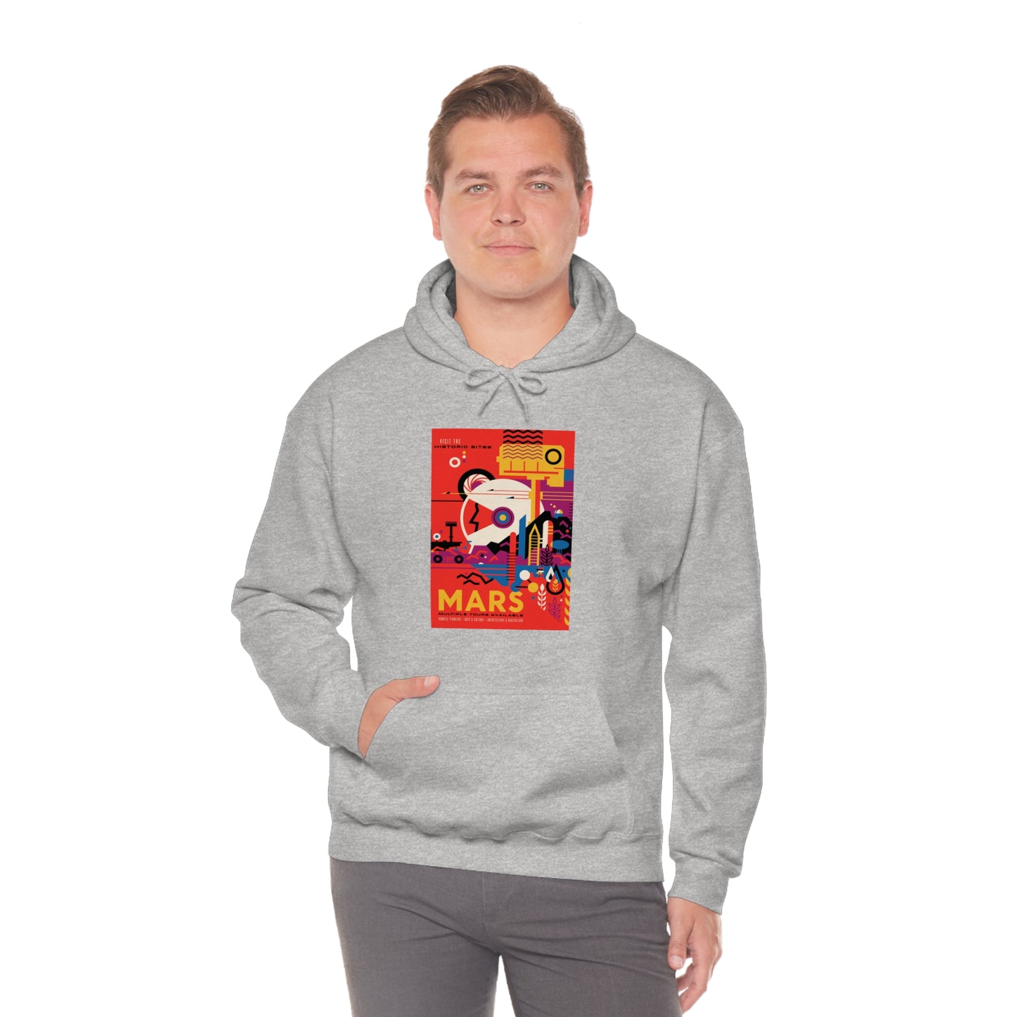 Retrofuturist Space Tourism to Mars Hooded Sweatshirt