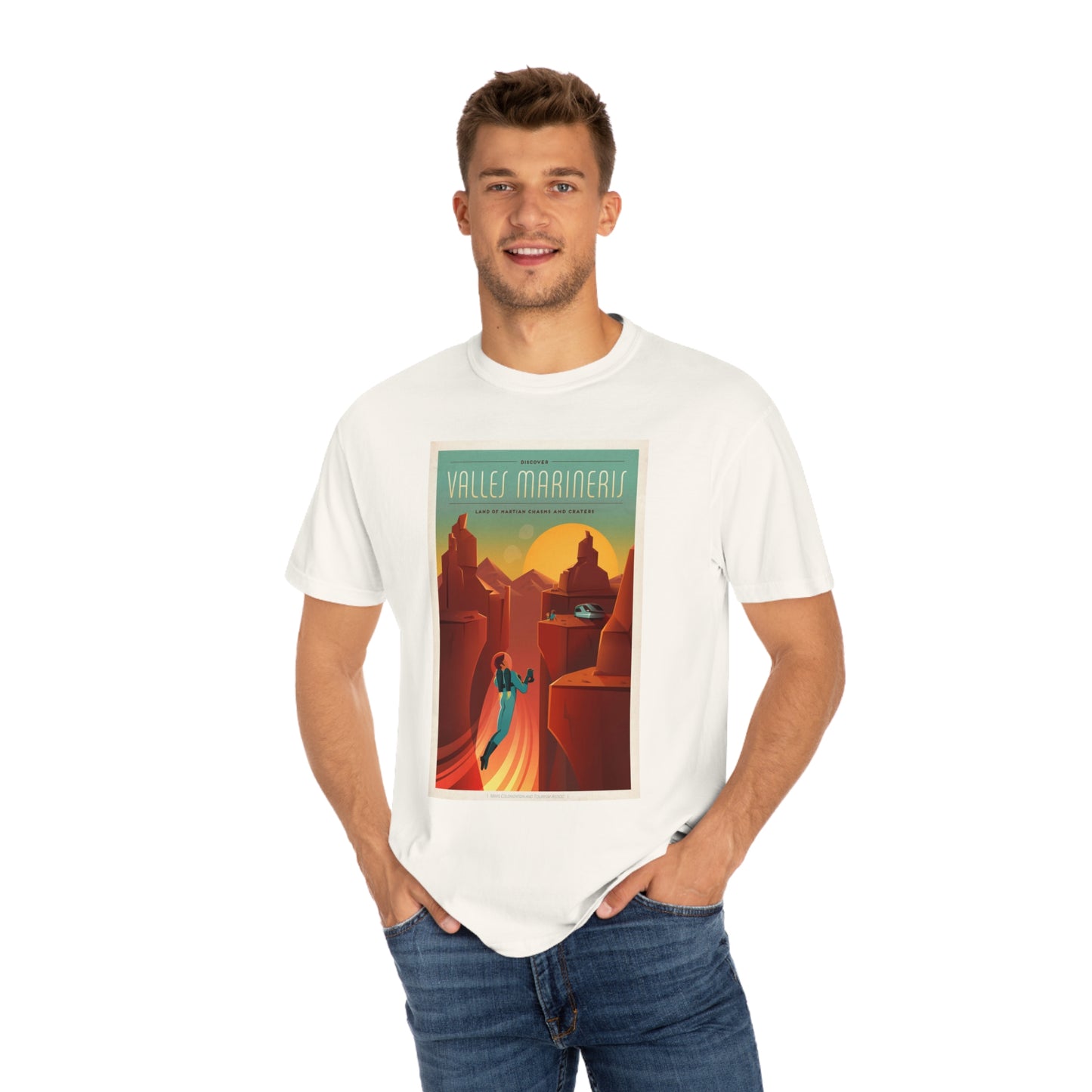 Retrofuturist Mars Space Tourism Print Shirt