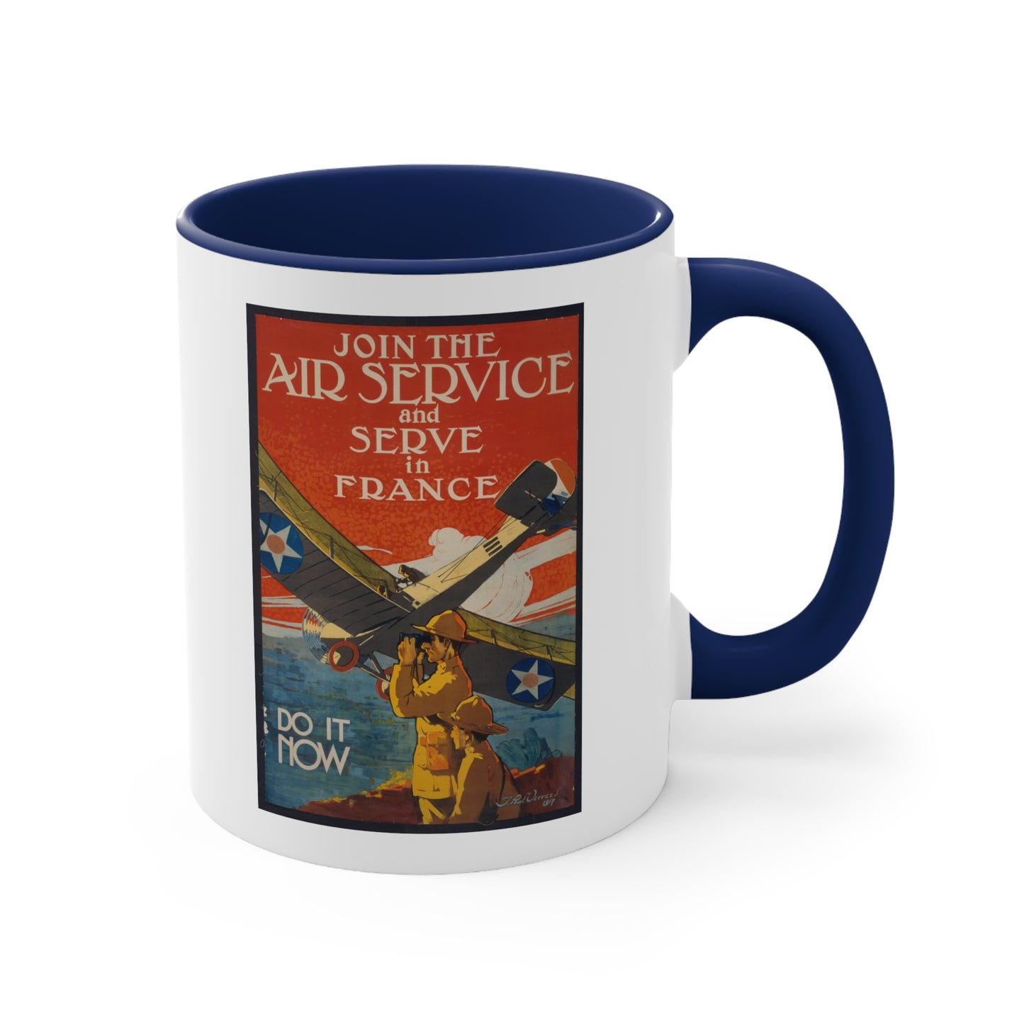 Vintage 'Serve in France' Propaganda Accent Coffee Mug, 11oz