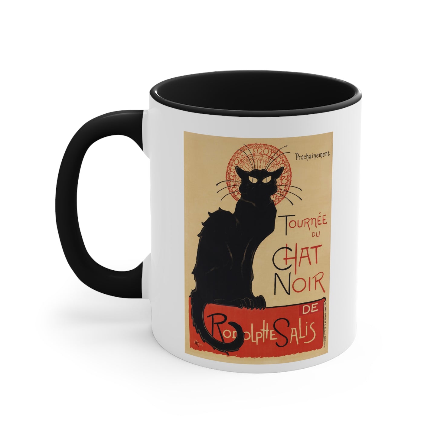 Retro Chat Noir Accent Coffee Mug, 11oz