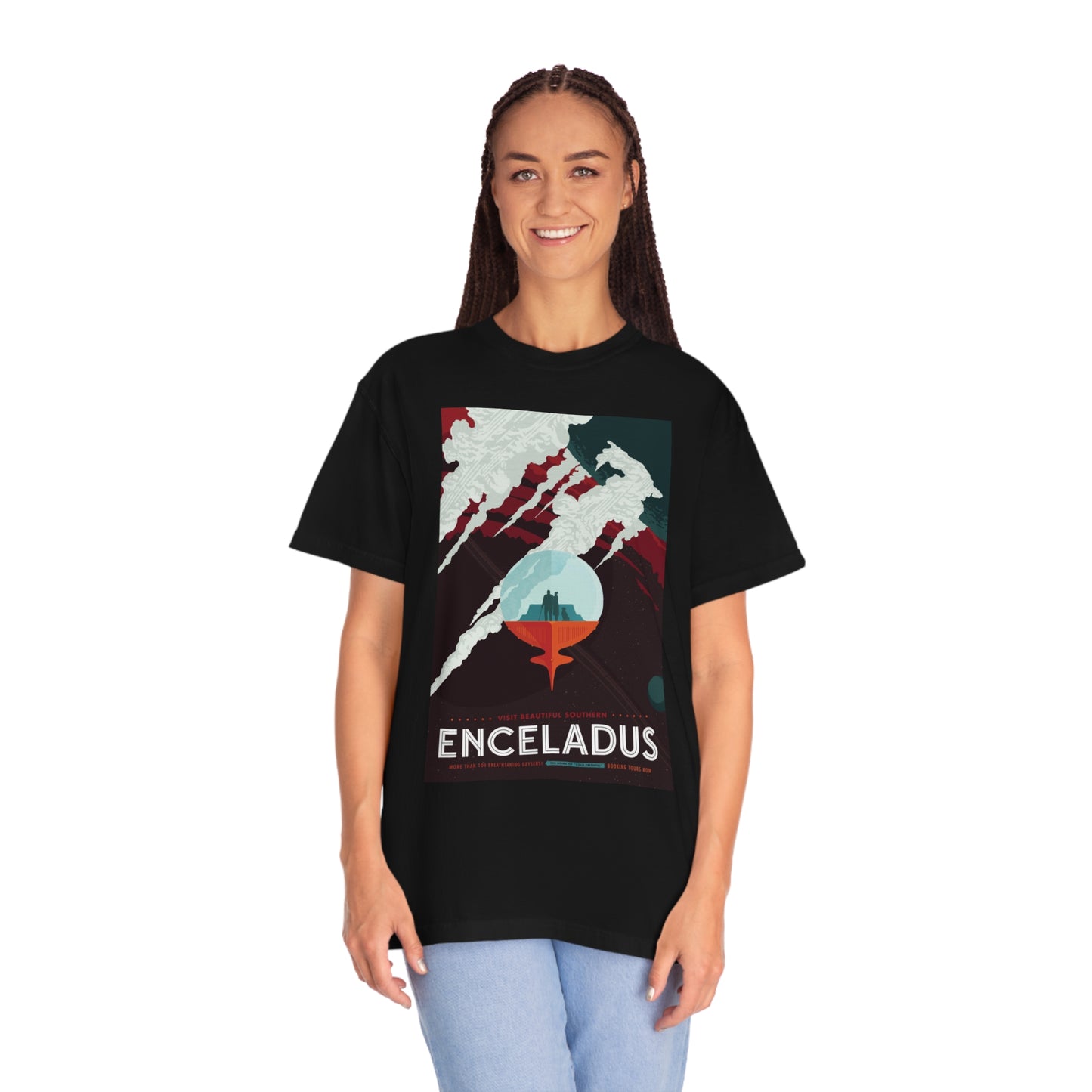 Retrofuturist Enceladus Tourism Print Shirt