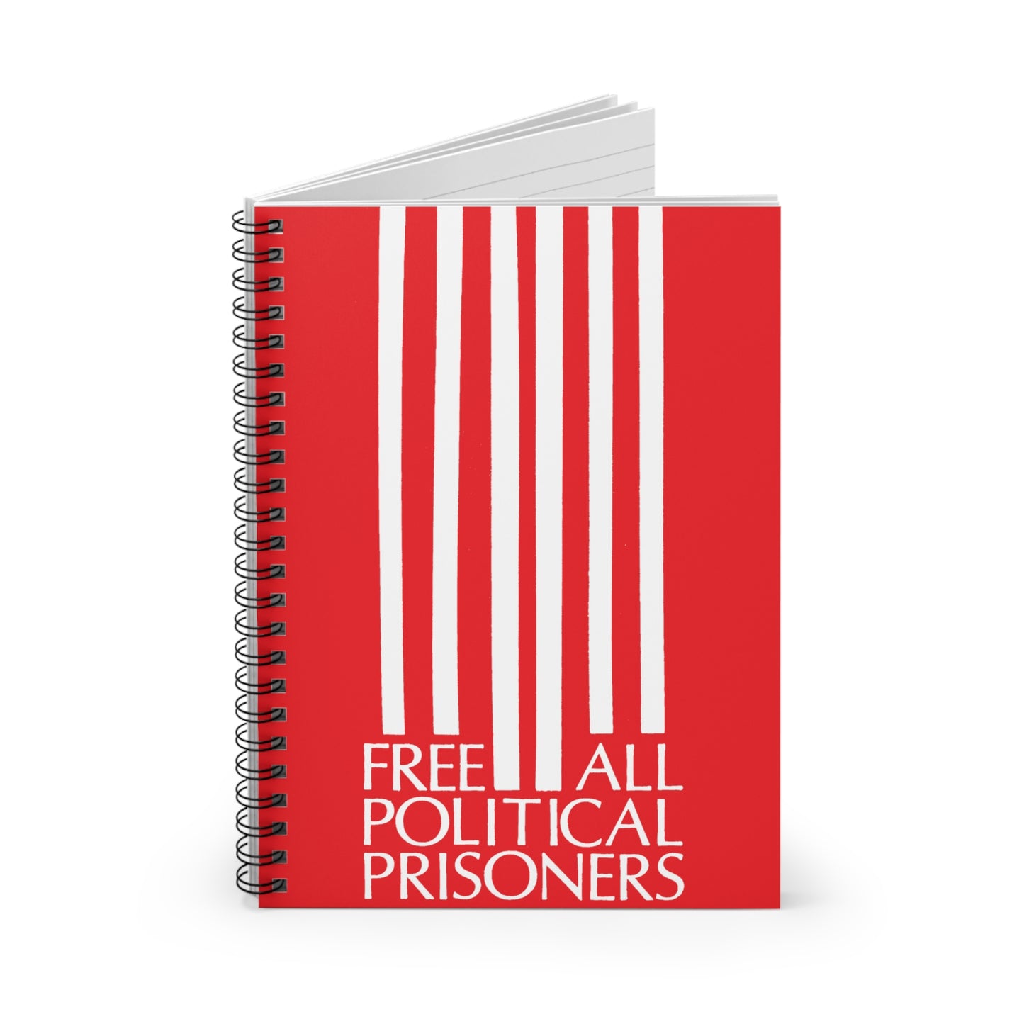 'Free All Political Prisoners' Red Spiral Notebook - Ruled Line