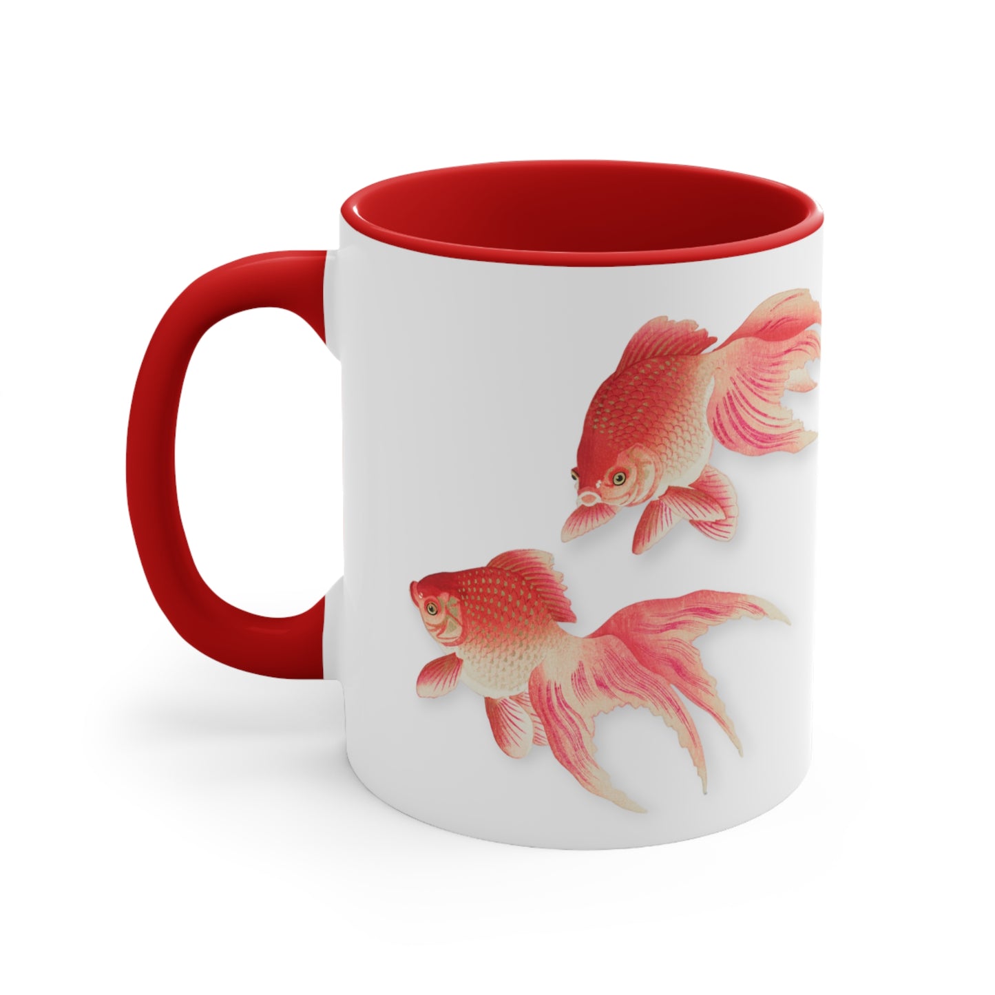 Detail from 'Two Veil Goldfish' Japanese Print Accent Coffee Mug, 11oz