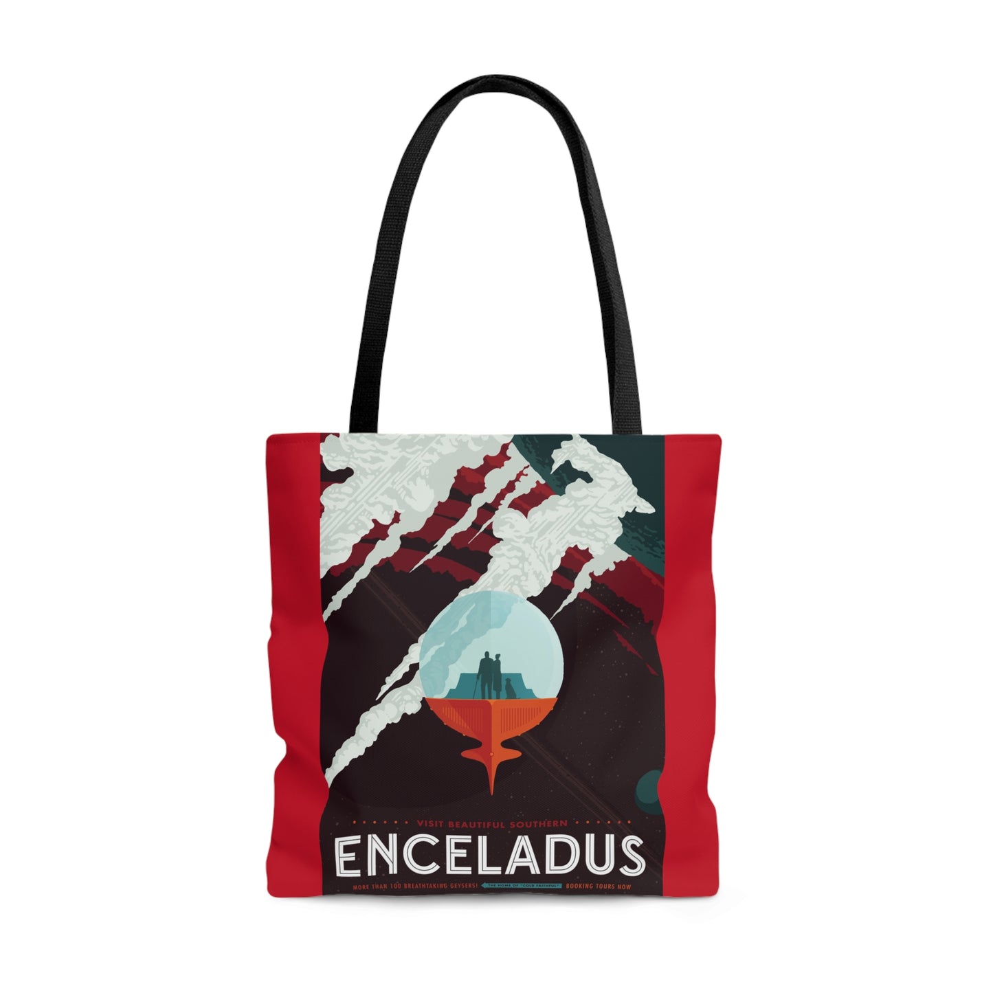 Retrofuturist Enceladus Space Tourism Tote Bag