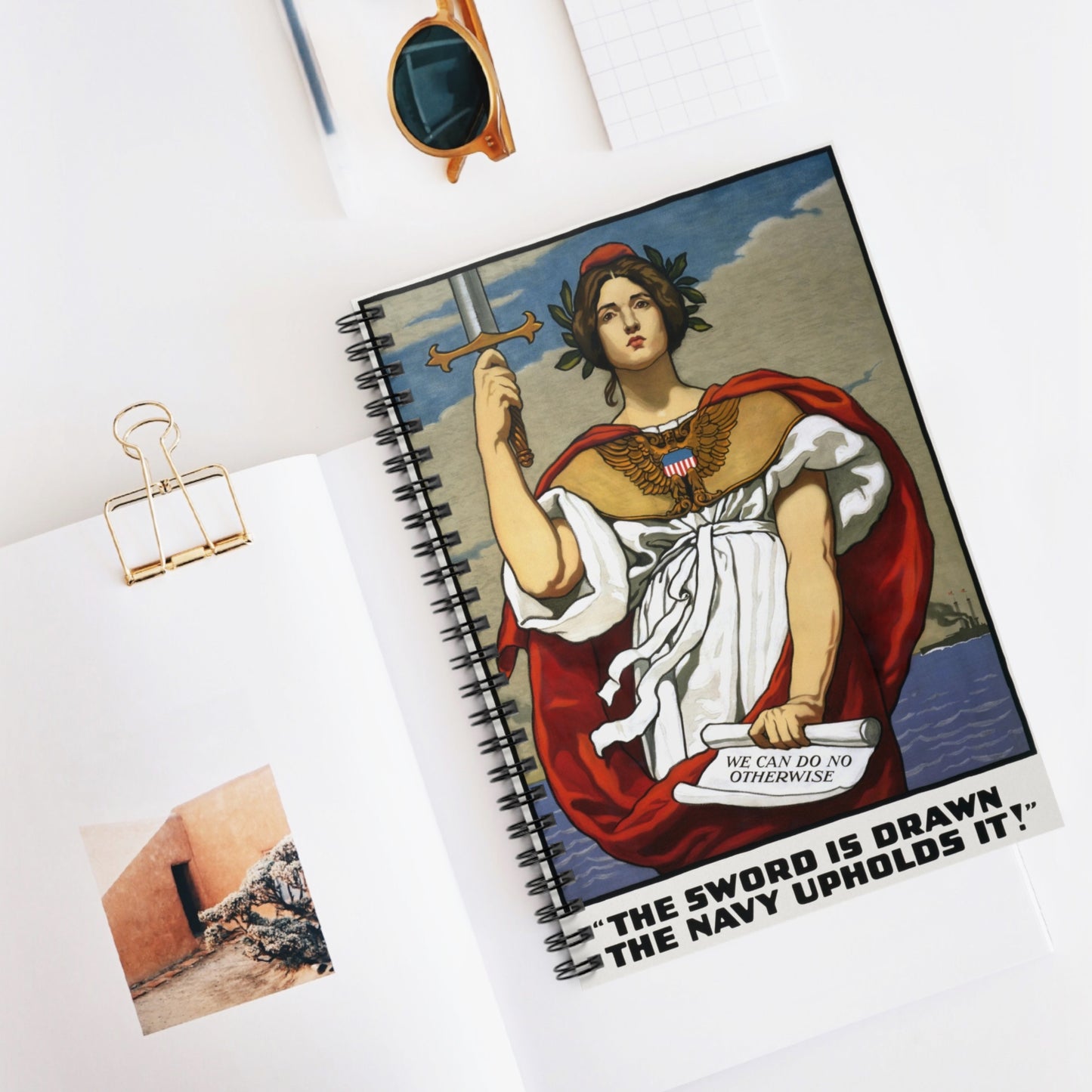 Vintage 'Sword Is Drawn' WWI Propaganda Notebook - Ruled Line