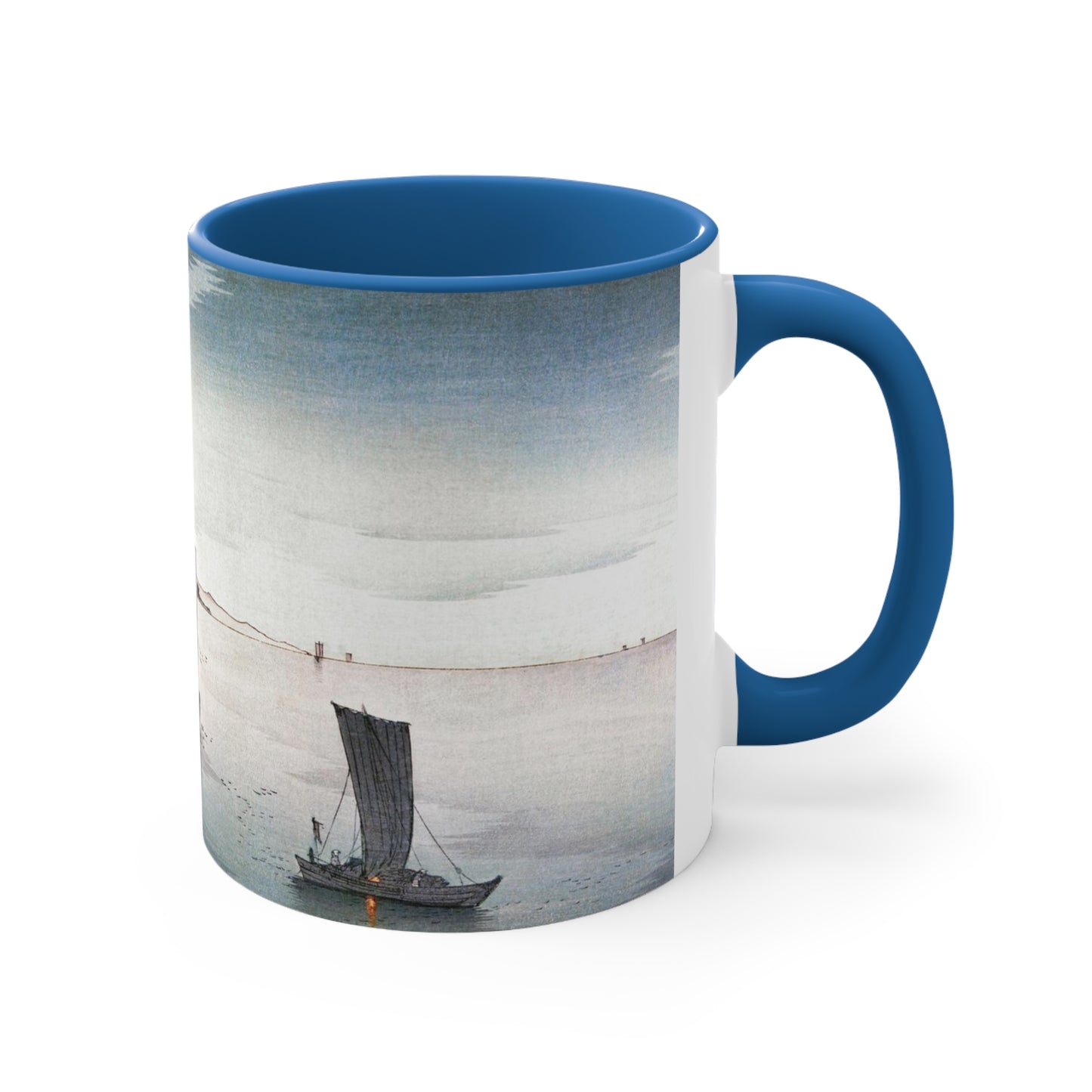 Boats in Harbor Japanese Print Accent Coffee Mug, 11oz