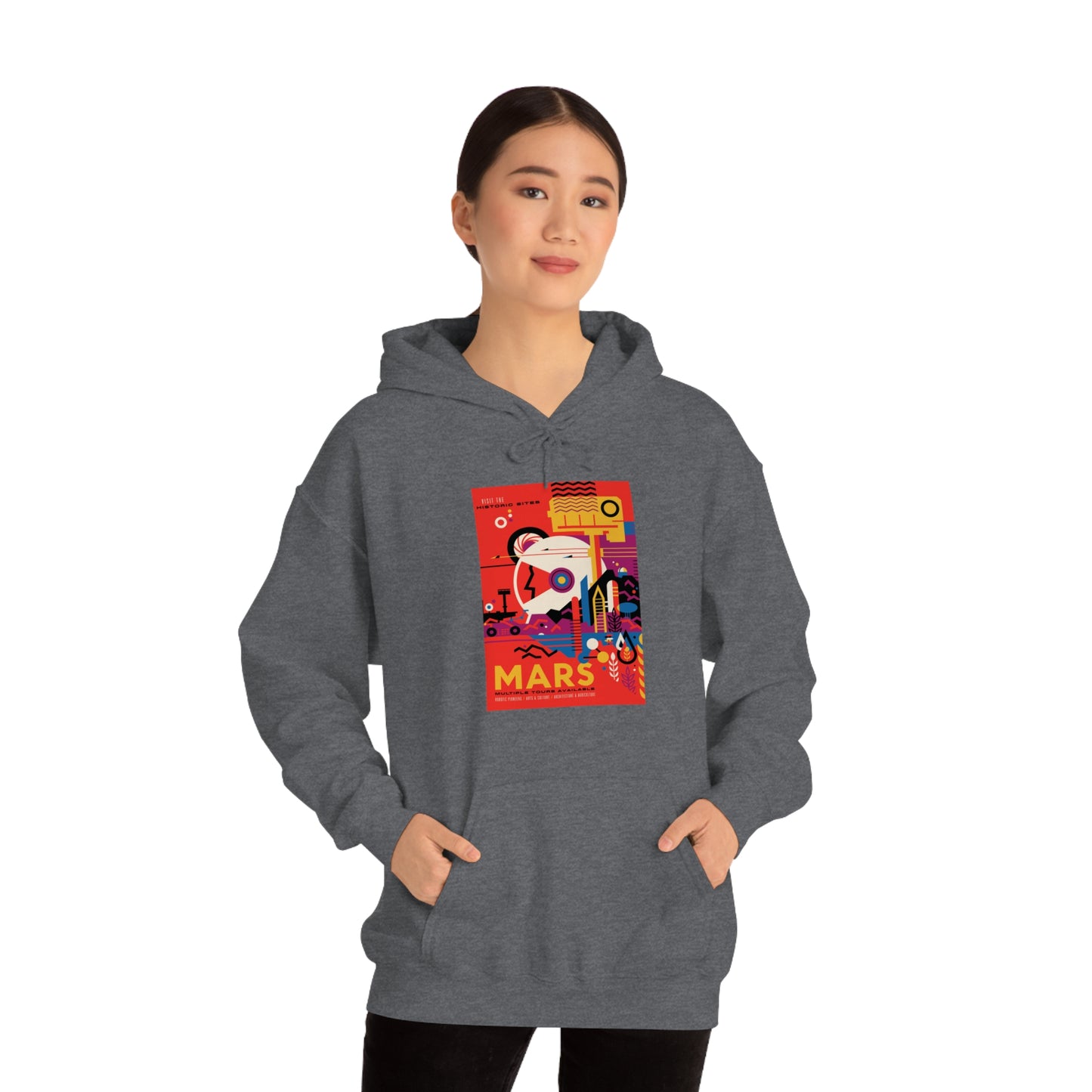 Retrofuturist Space Tourism to Mars Hooded Sweatshirt