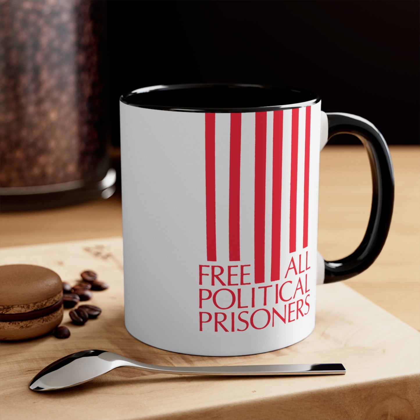 'Free All Political Prisoners' Accent Coffee Mug, 11oz