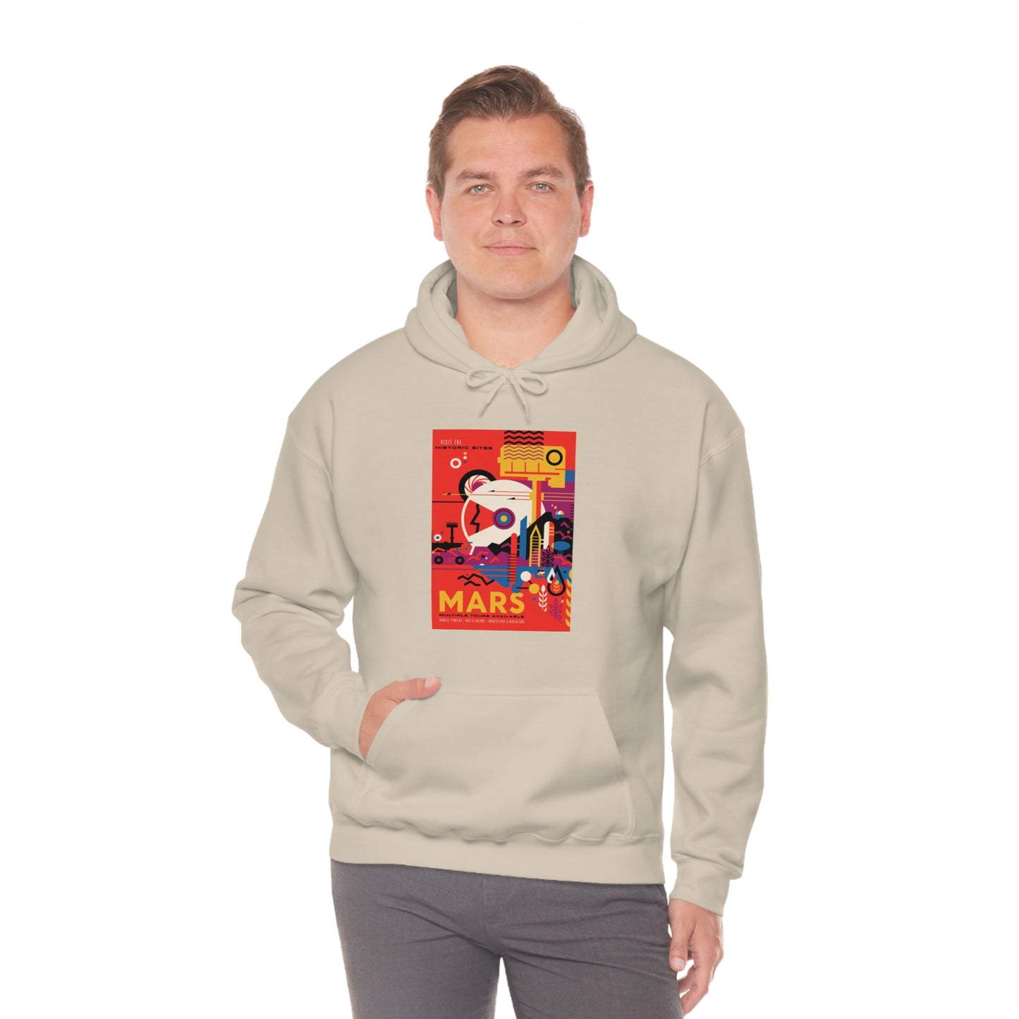 Retrofuturist Space Tourism to Mars Hooded Sweatshirt