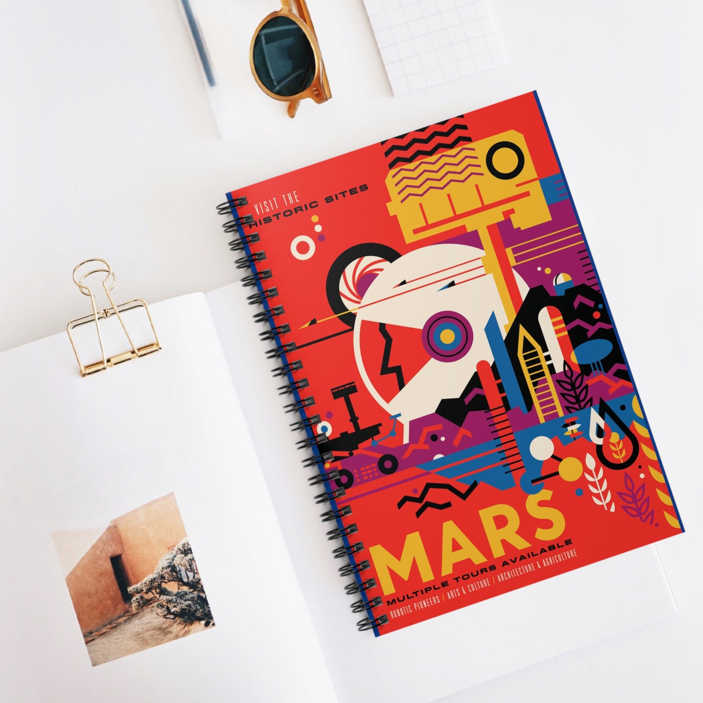 Retrofuturist Mars Space Tourism Spiral Notebook - Ruled Line
