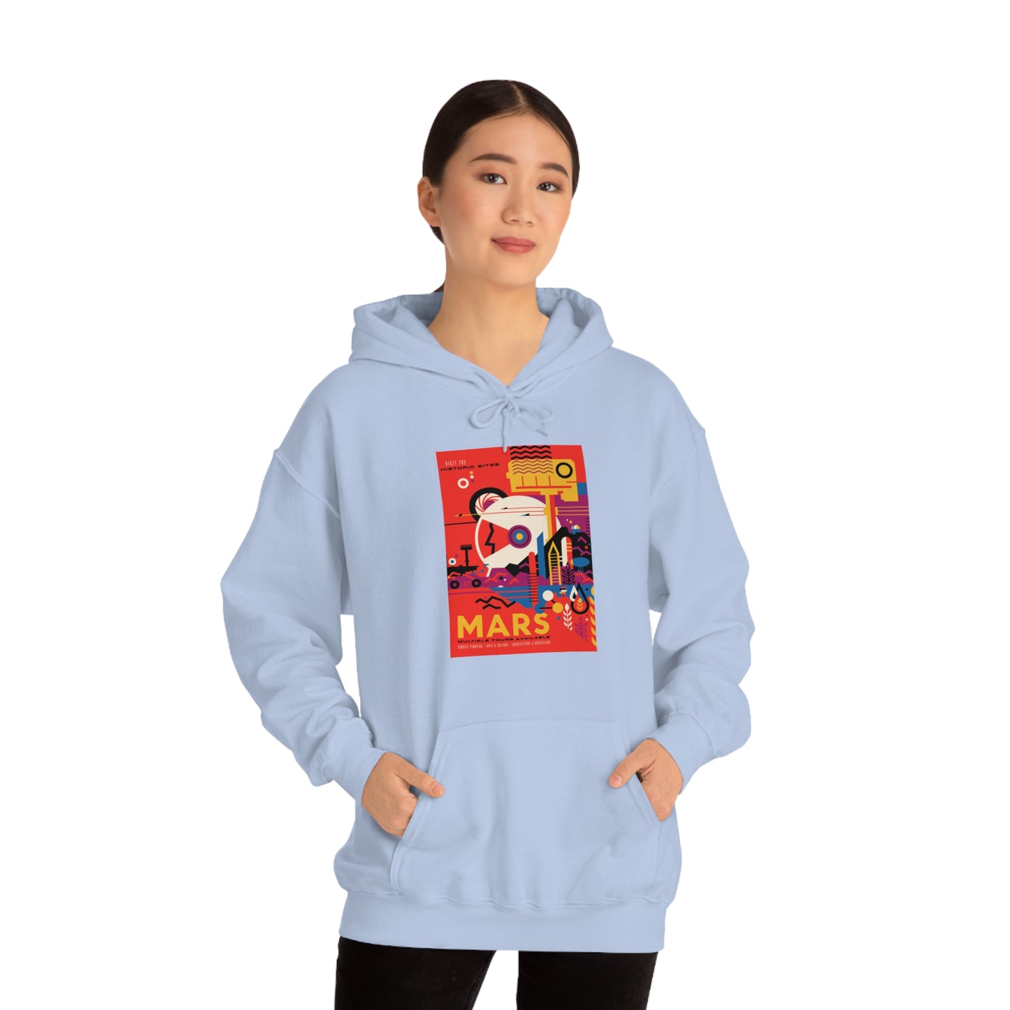 Retrofuturist Space Tourism to Mars Hooded Sweatshirt