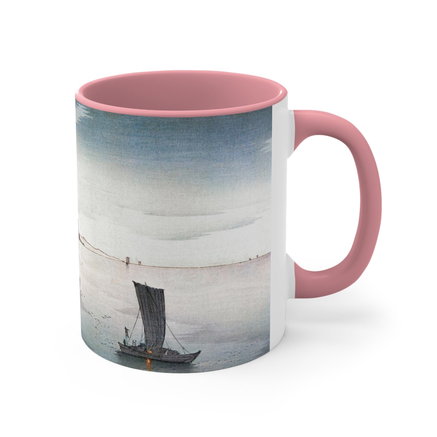 Boats in Harbor Japanese Print Accent Coffee Mug, 11oz