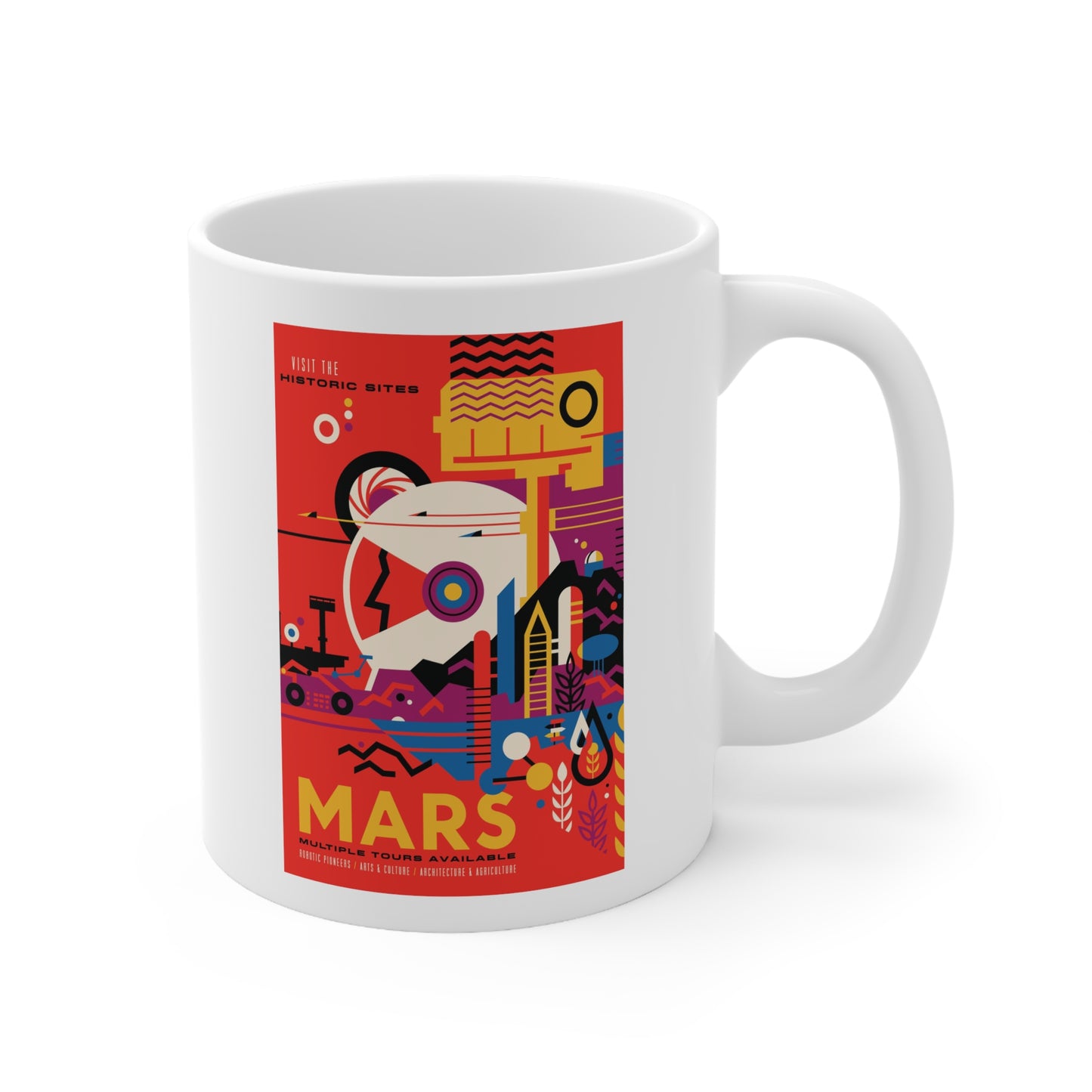 Retrofuturist Mars Space Tourism Ceramic Mug 11oz