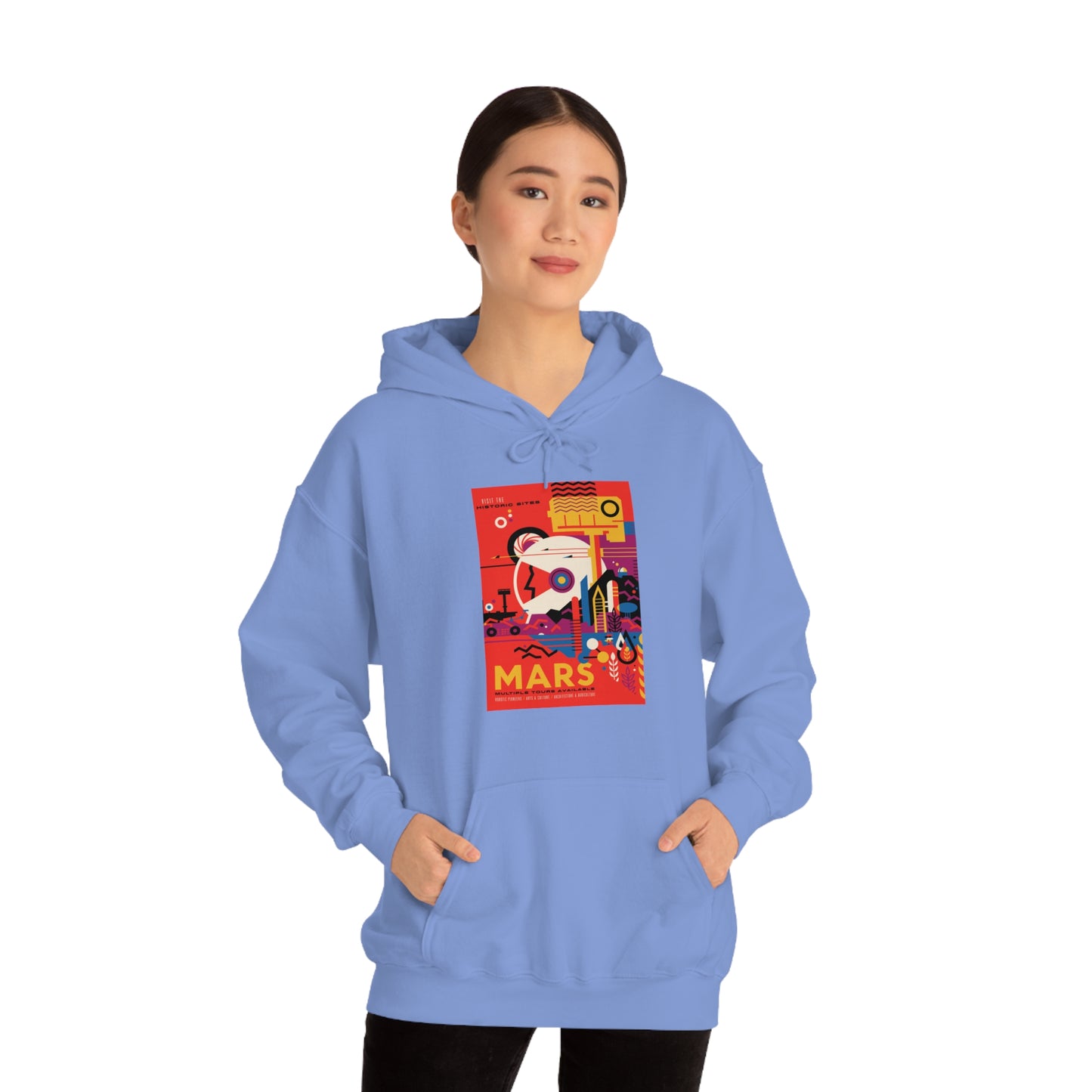 Retrofuturist Space Tourism to Mars Hooded Sweatshirt