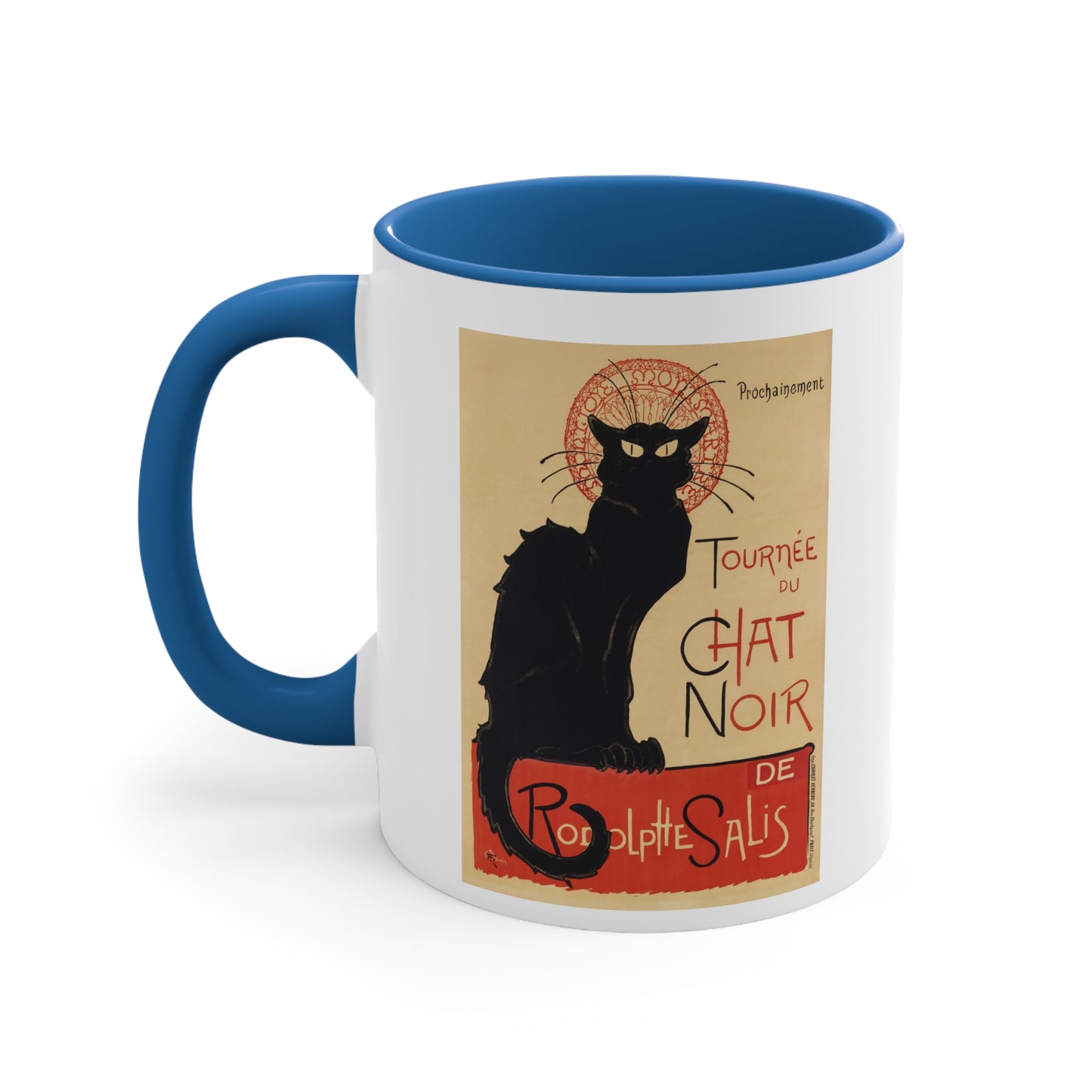 Retro Chat Noir Accent Coffee Mug, 11oz