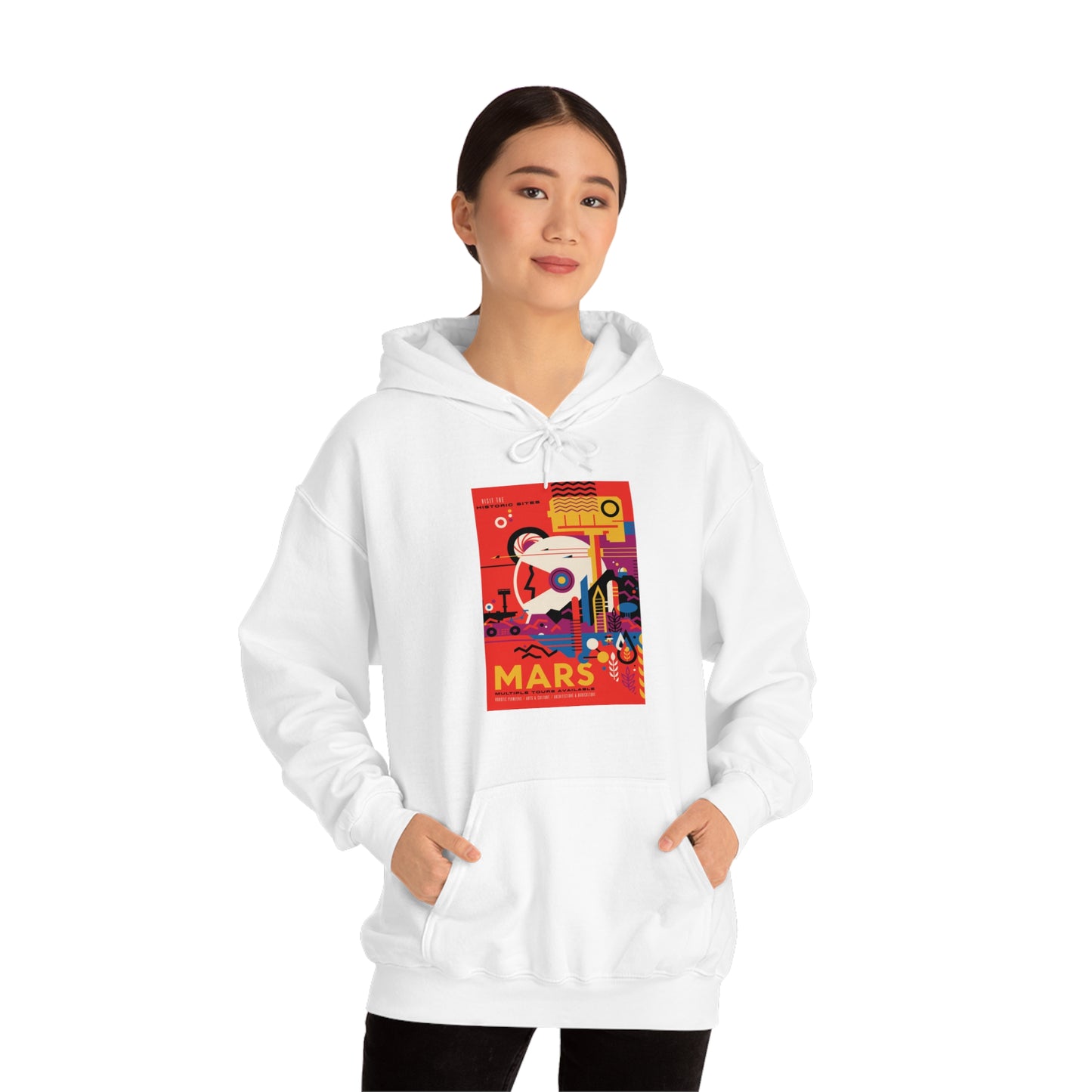 Retrofuturist Space Tourism to Mars Hooded Sweatshirt