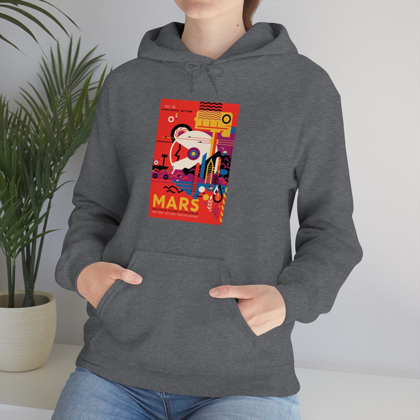 Retrofuturist Space Tourism to Mars Hooded Sweatshirt