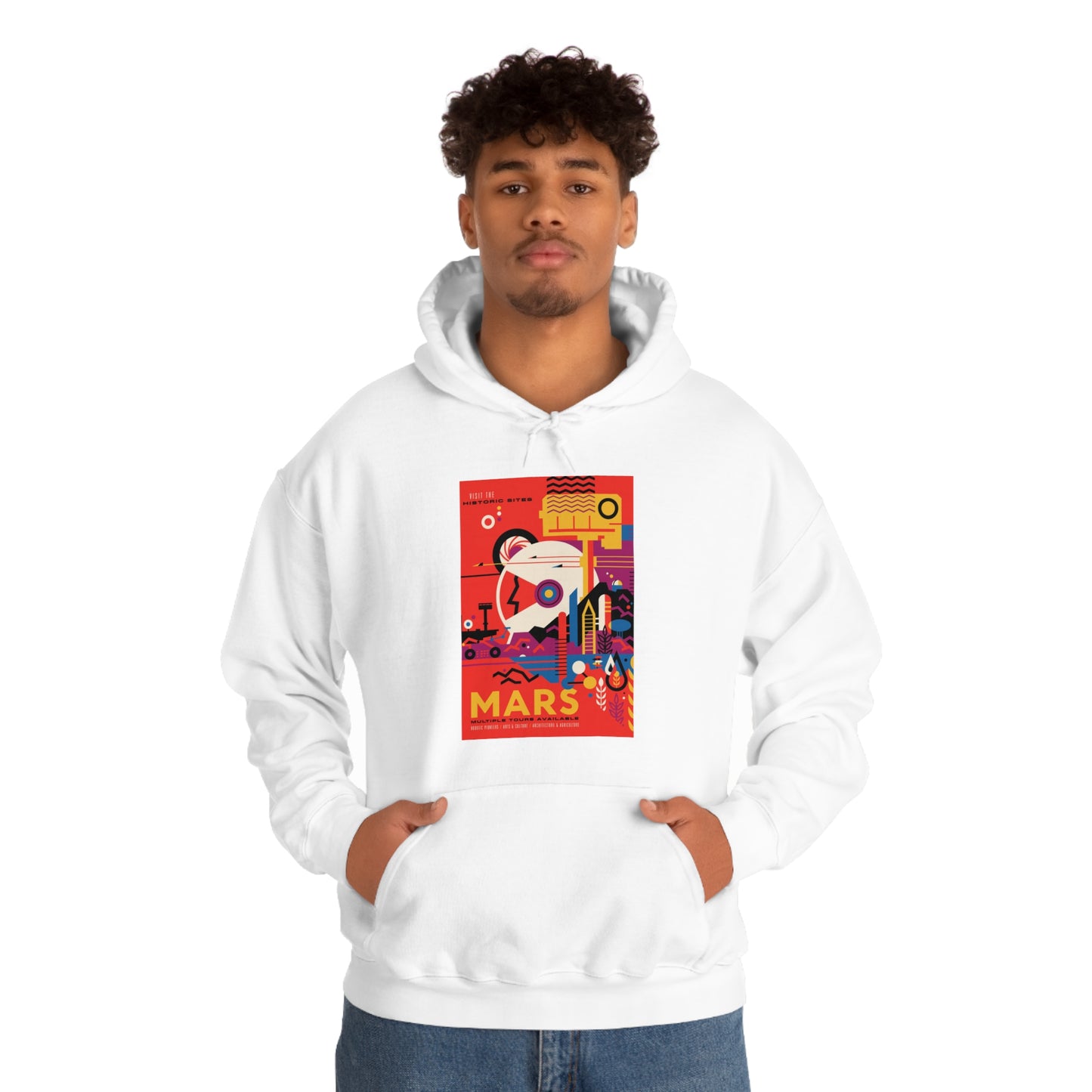 Retrofuturist Space Tourism to Mars Hooded Sweatshirt