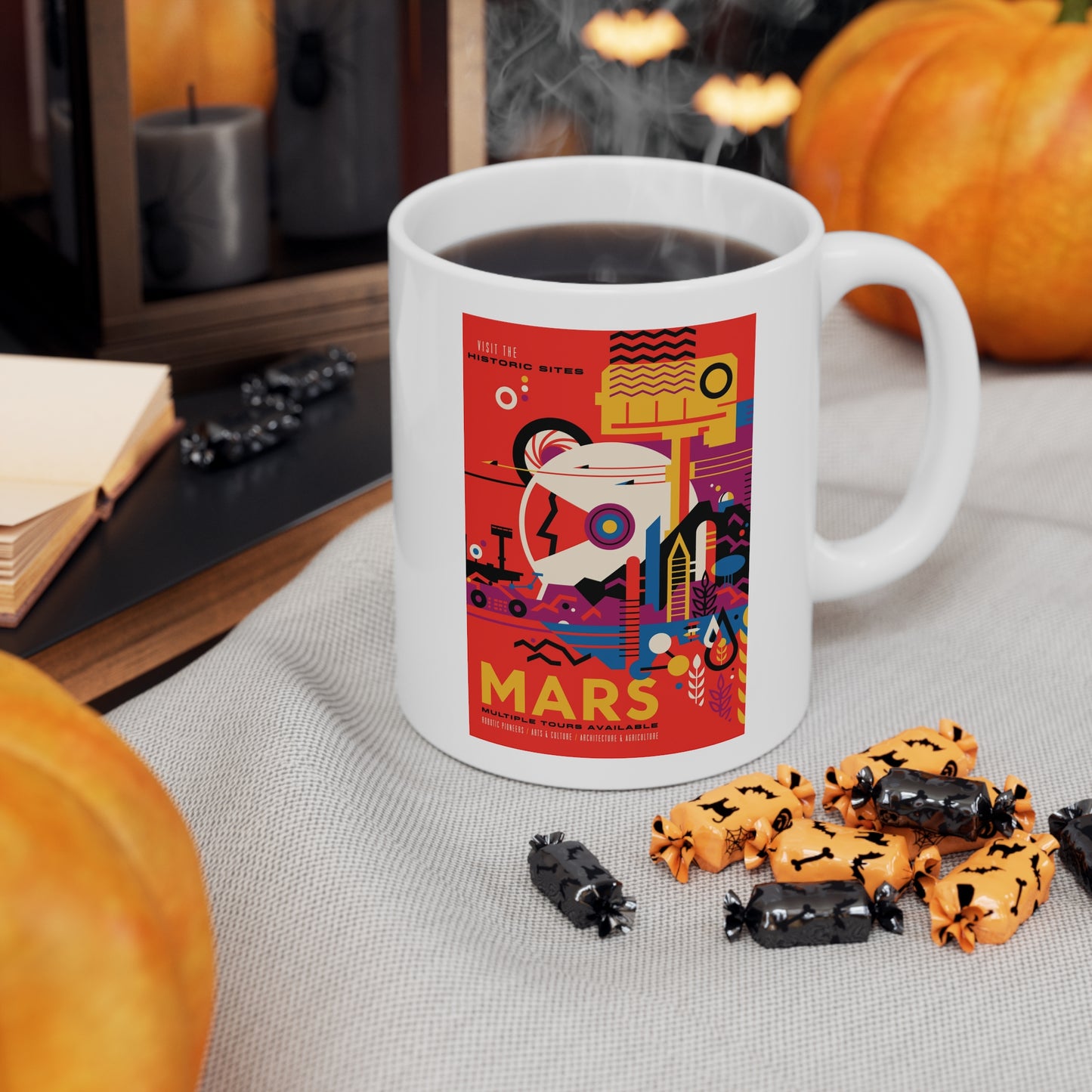 Retrofuturist Mars Space Tourism Ceramic Mug 11oz