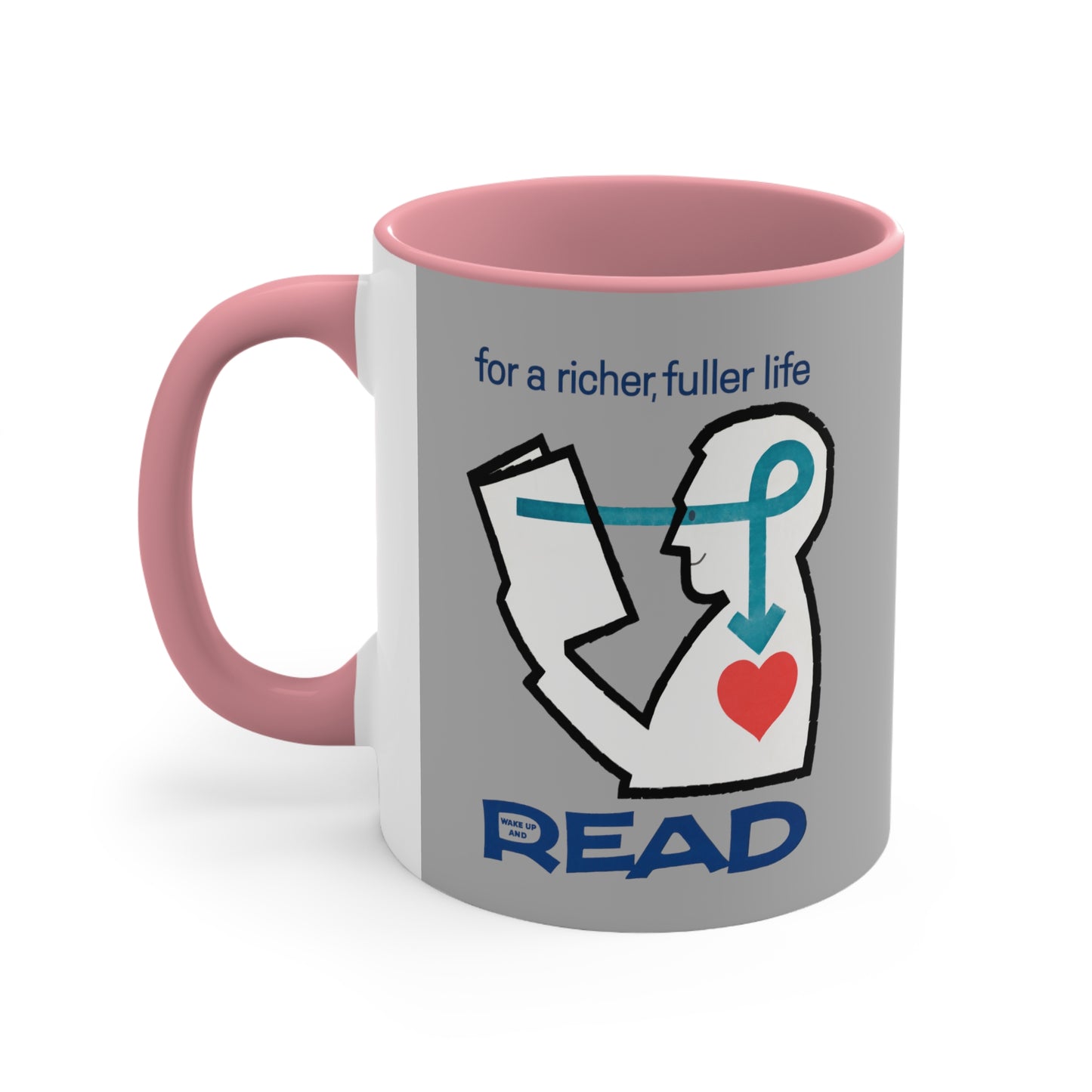 'For a Richer Life, Read' Gray Accent Coffee Mug, 11oz