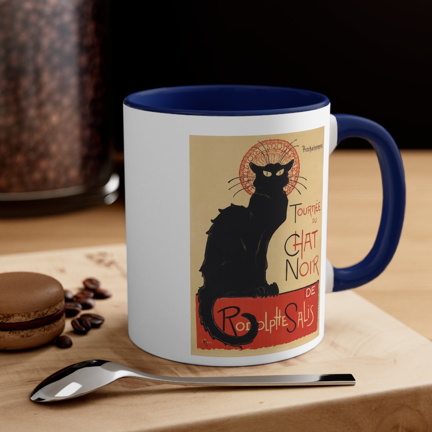 Retro Chat Noir Accent Coffee Mug, 11oz