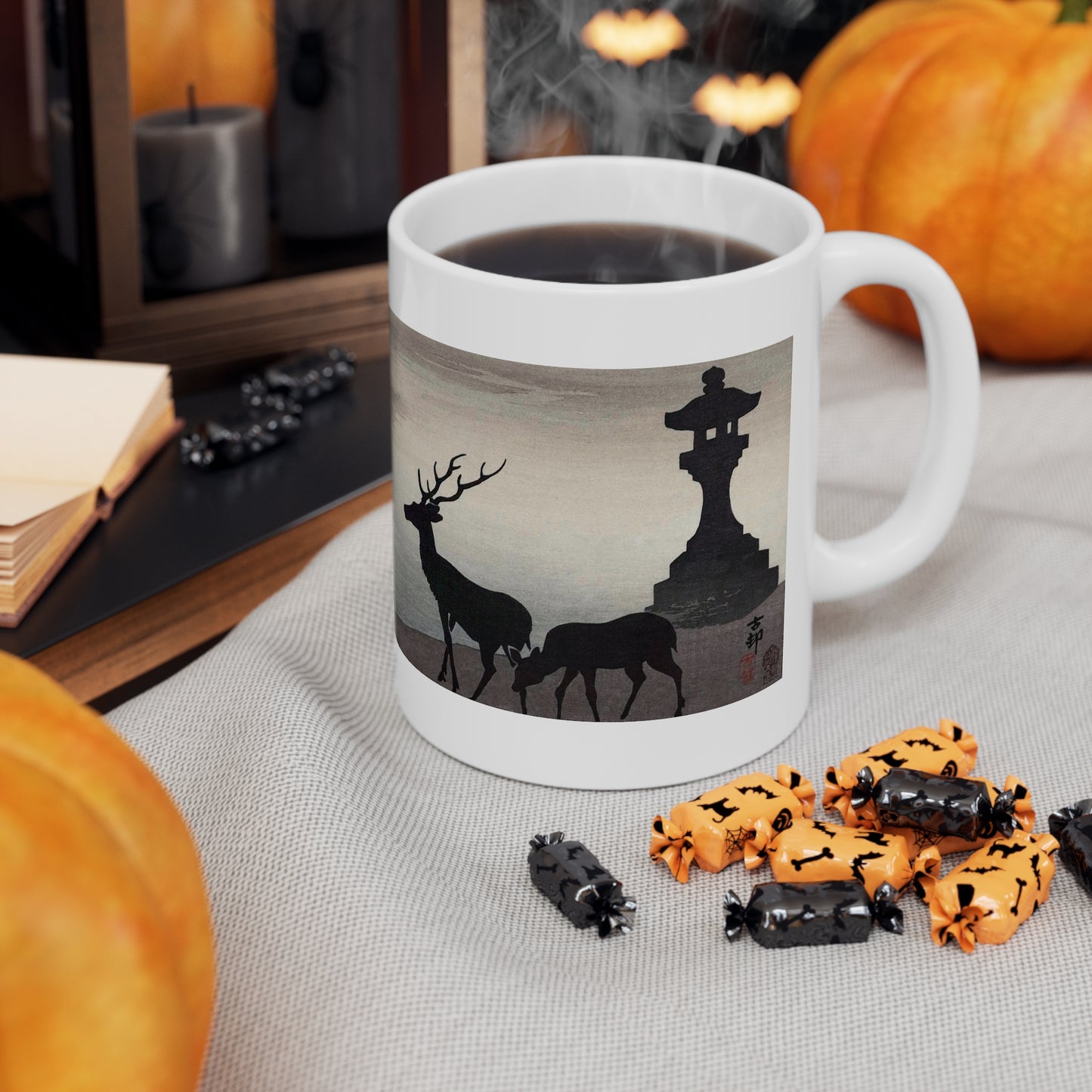 Deer and Torri Japanese Design Ceramic Mug 11oz