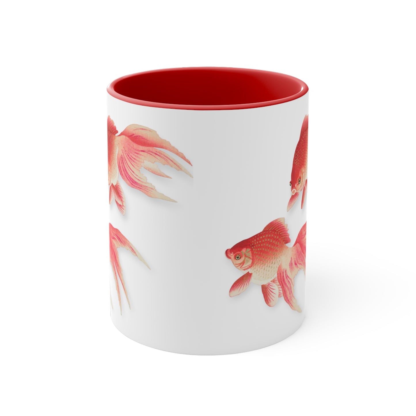 Detail from 'Two Veil Goldfish' Japanese Print Accent Coffee Mug, 11oz