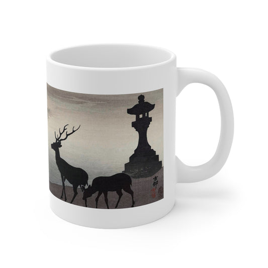 Deer and Torri Japanese Design Ceramic Mug 11oz