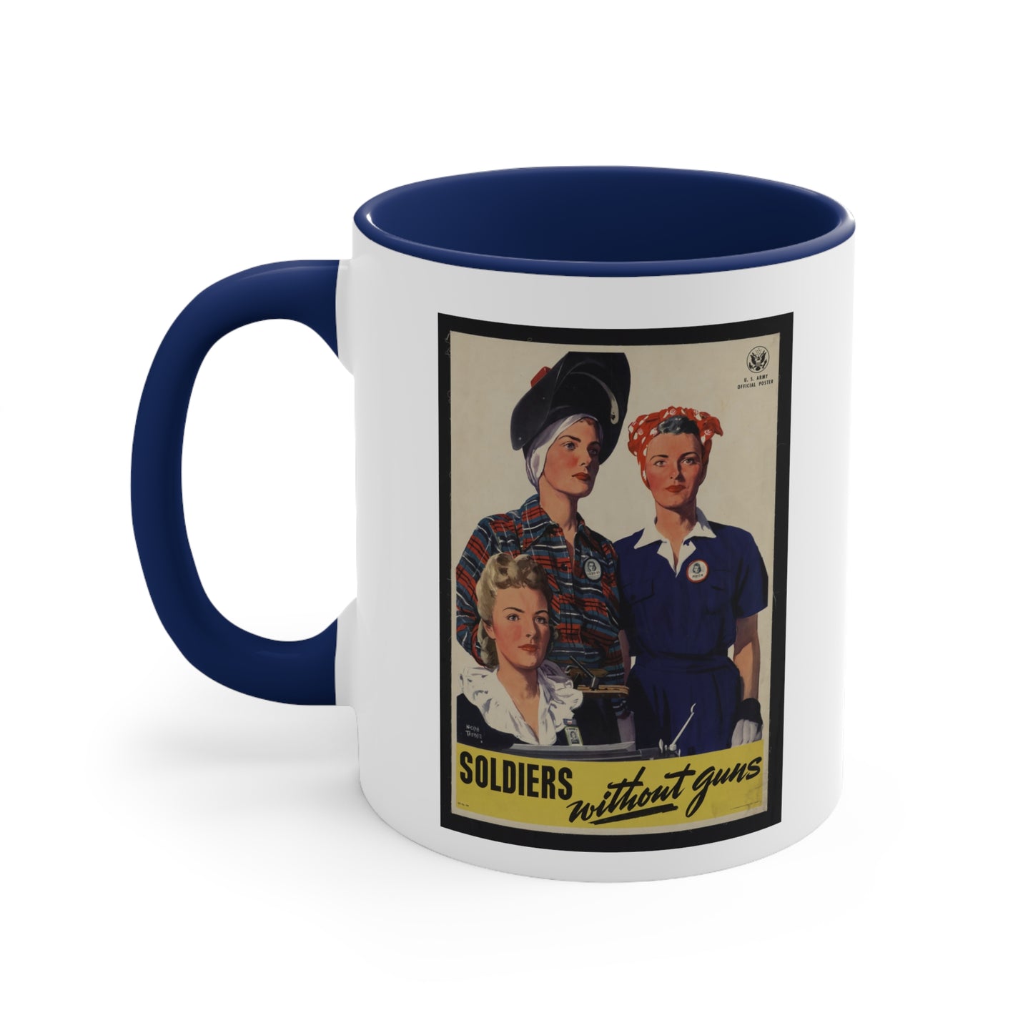 Vintage 'Soldiers Without Guns' Propaganda Accent Coffee Mug, 11oz