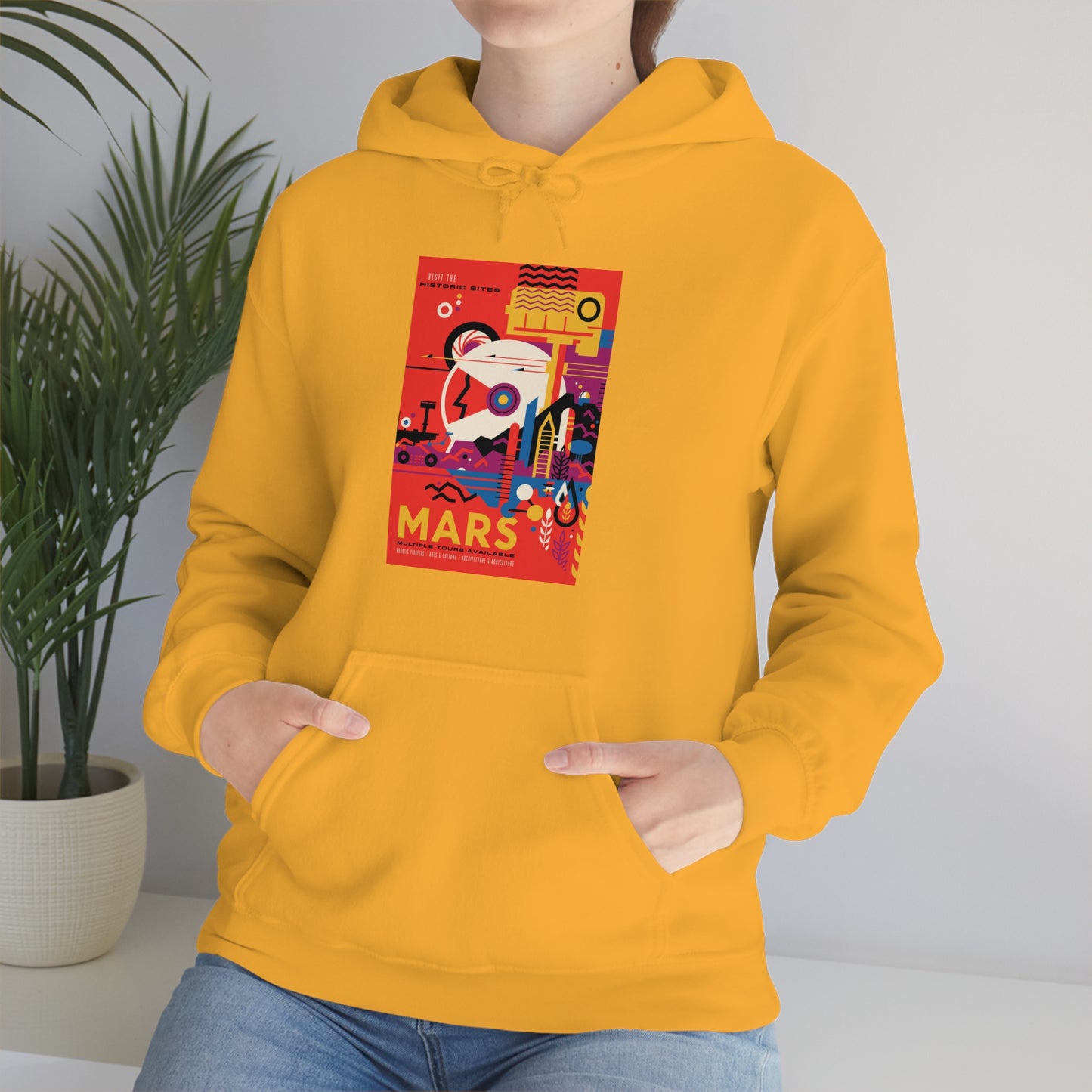 Retrofuturist Space Tourism to Mars Hooded Sweatshirt