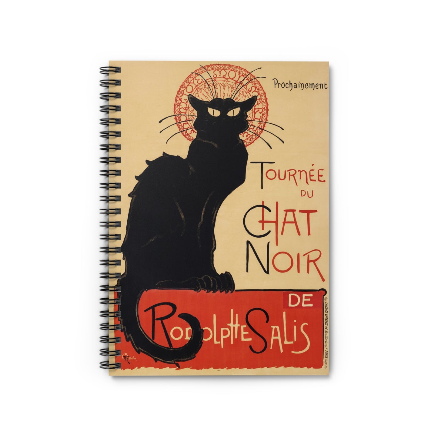 Vintage Chat Noir Spiral Notebook - Ruled Line