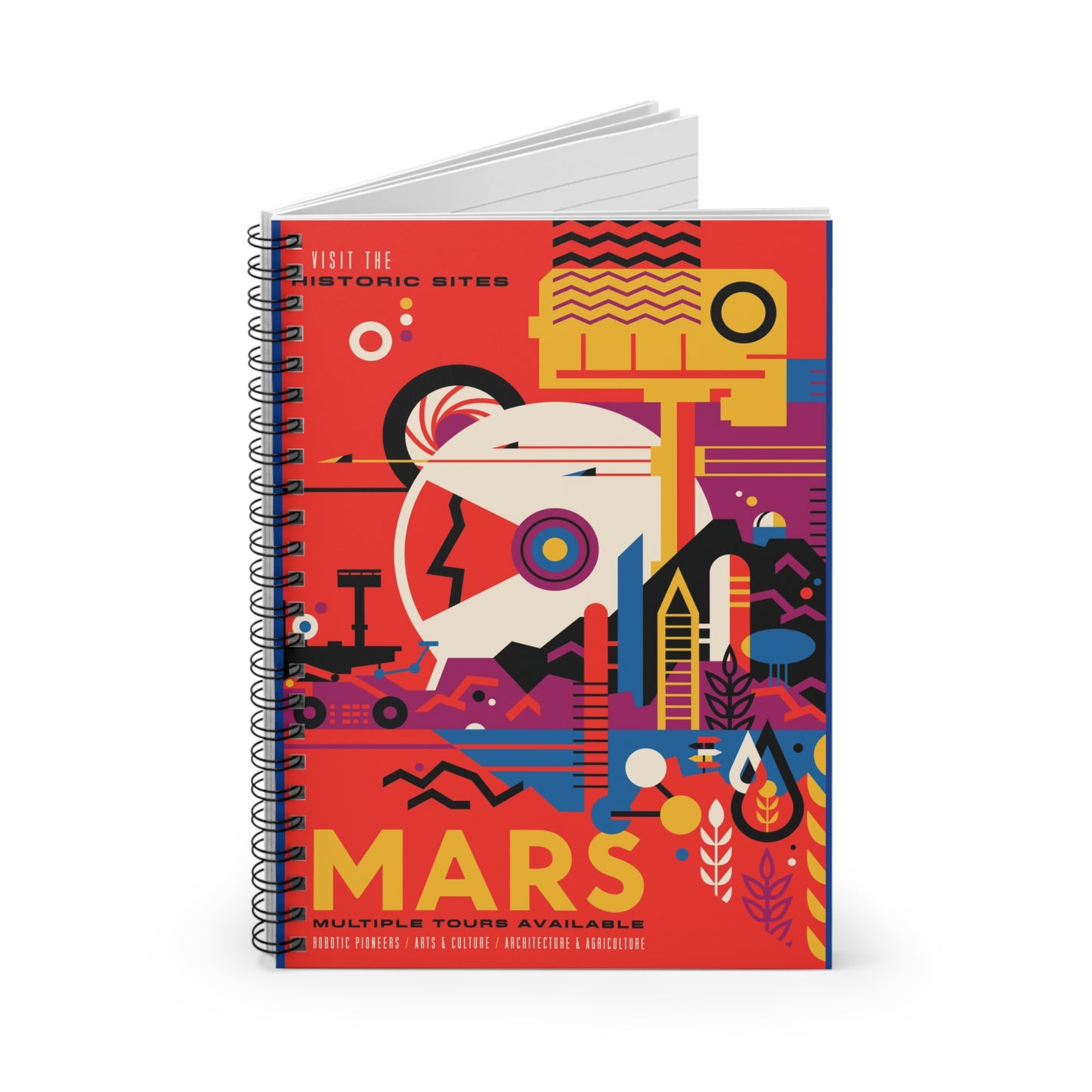 Retrofuturist Mars Space Tourism Spiral Notebook - Ruled Line