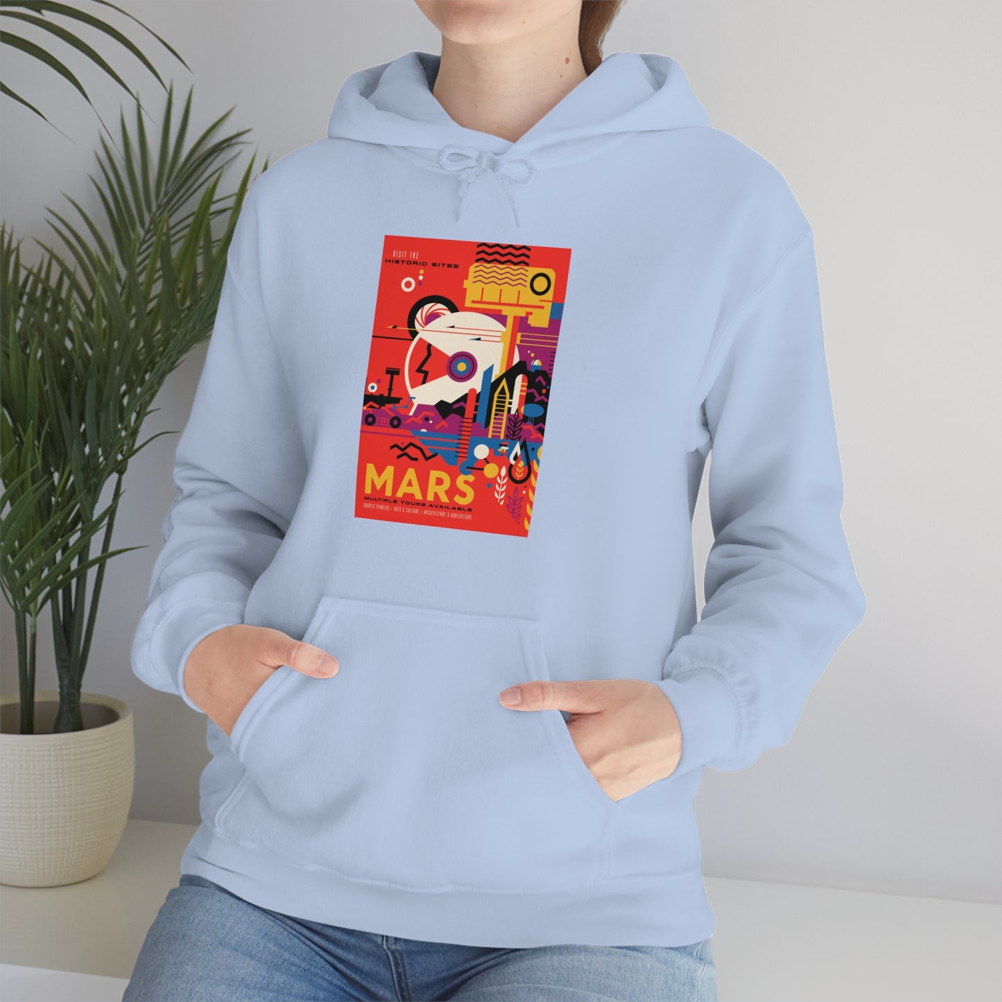 Retrofuturist Space Tourism to Mars Hooded Sweatshirt