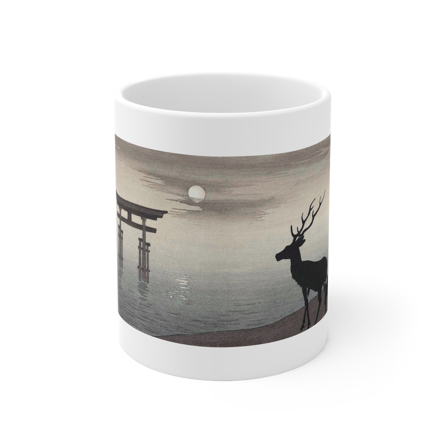 Deer and Torri Japanese Design Ceramic Mug 11oz