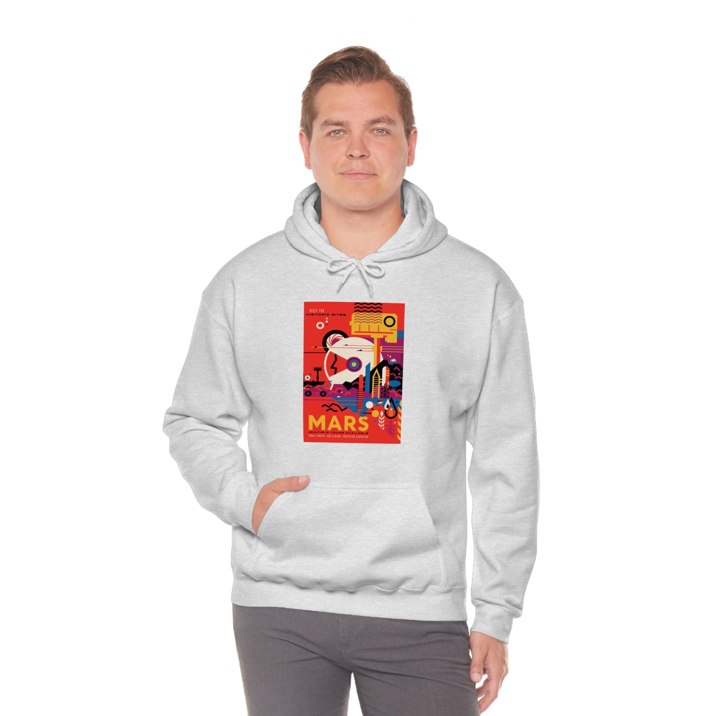 Retrofuturist Space Tourism to Mars Hooded Sweatshirt