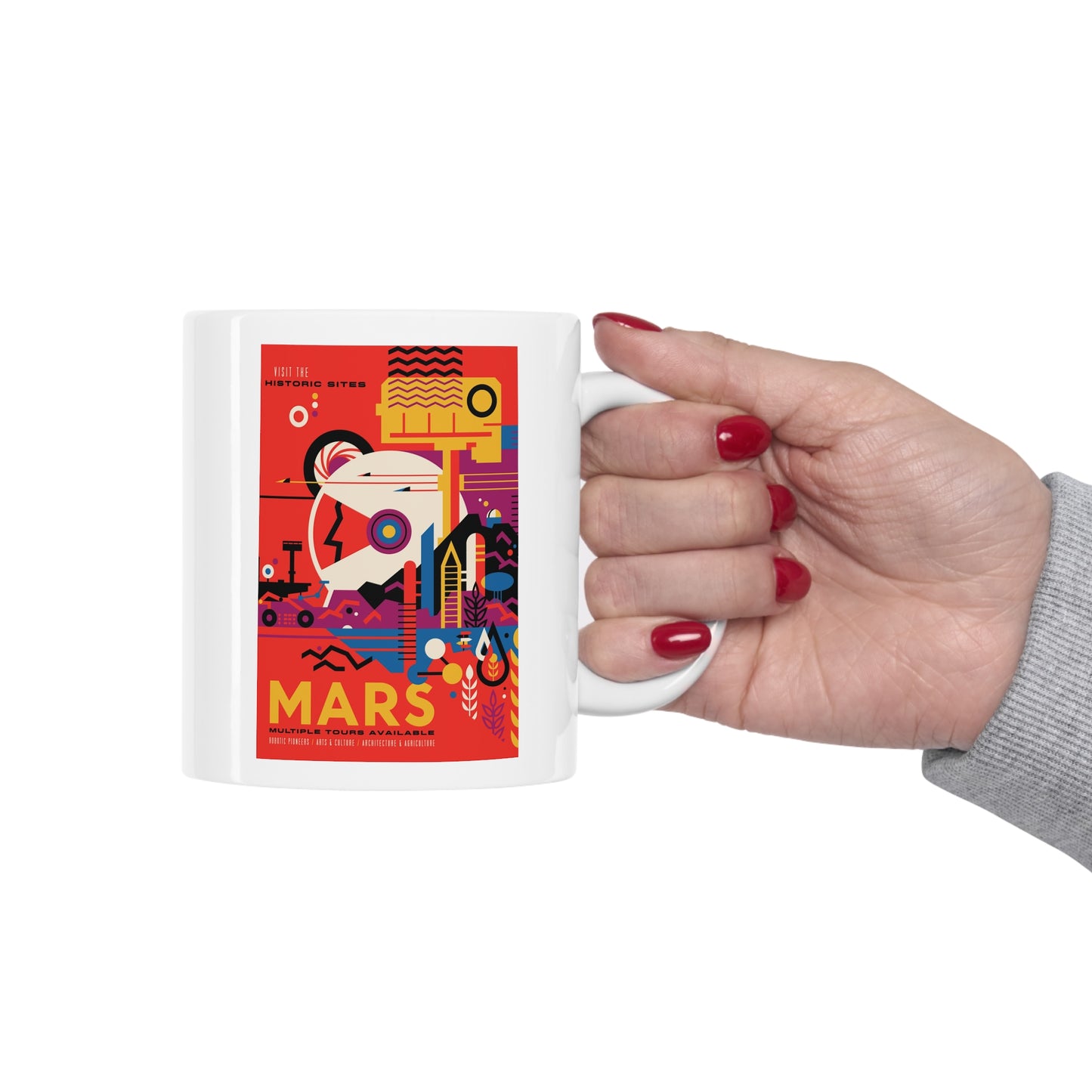 Retrofuturist Mars Space Tourism Ceramic Mug 11oz