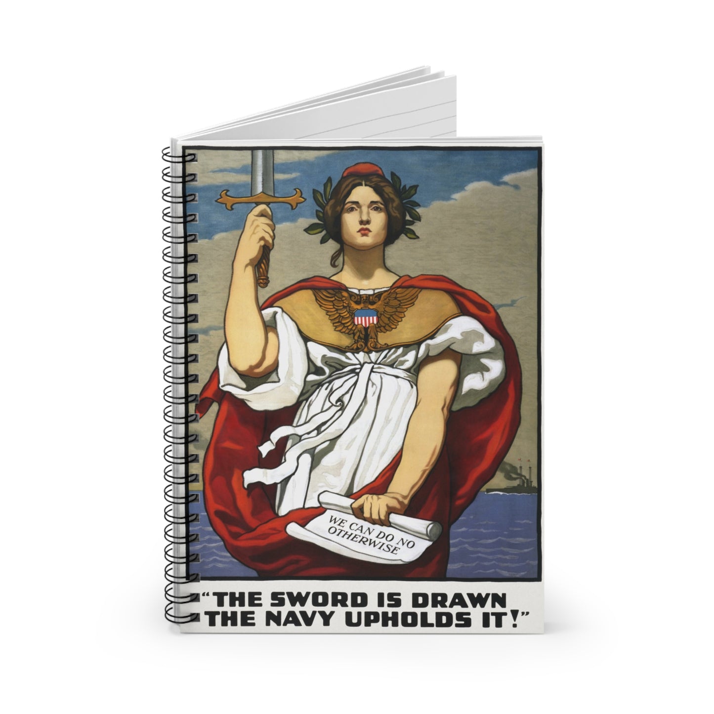 Vintage 'Sword Is Drawn' WWI Propaganda Notebook - Ruled Line