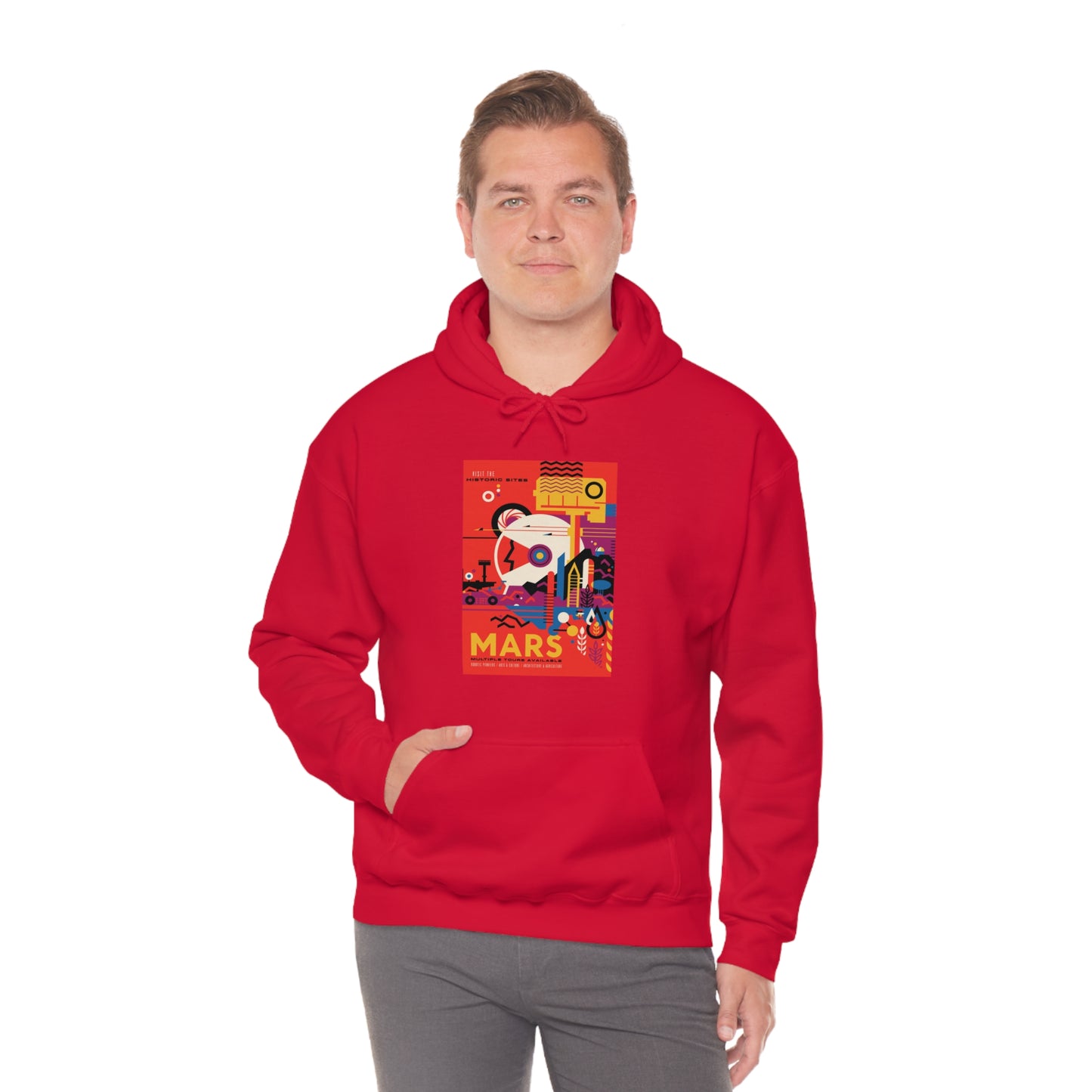 Retrofuturist Space Tourism to Mars Hooded Sweatshirt