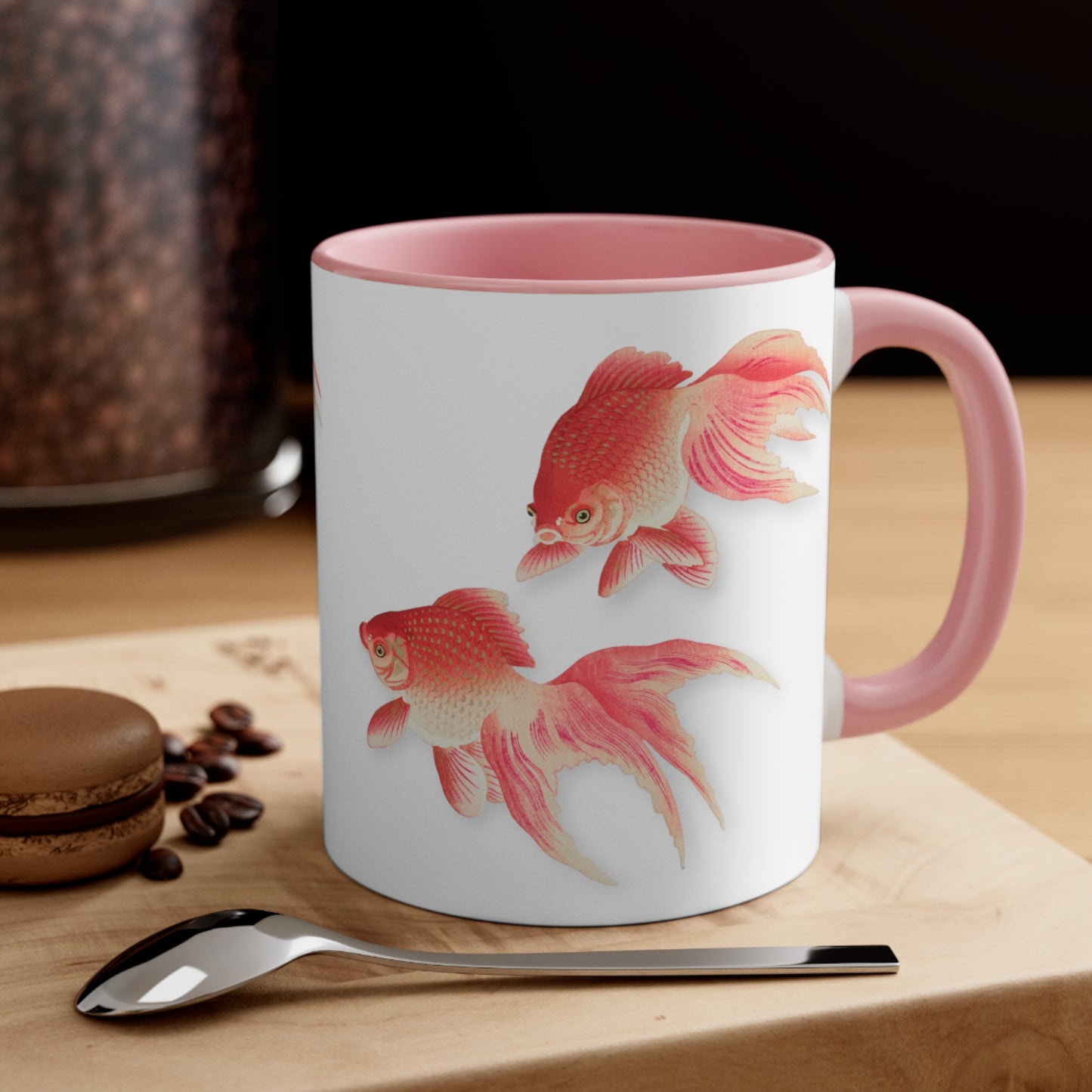 Detail from 'Two Veil Goldfish' Japanese Print Accent Coffee Mug, 11oz