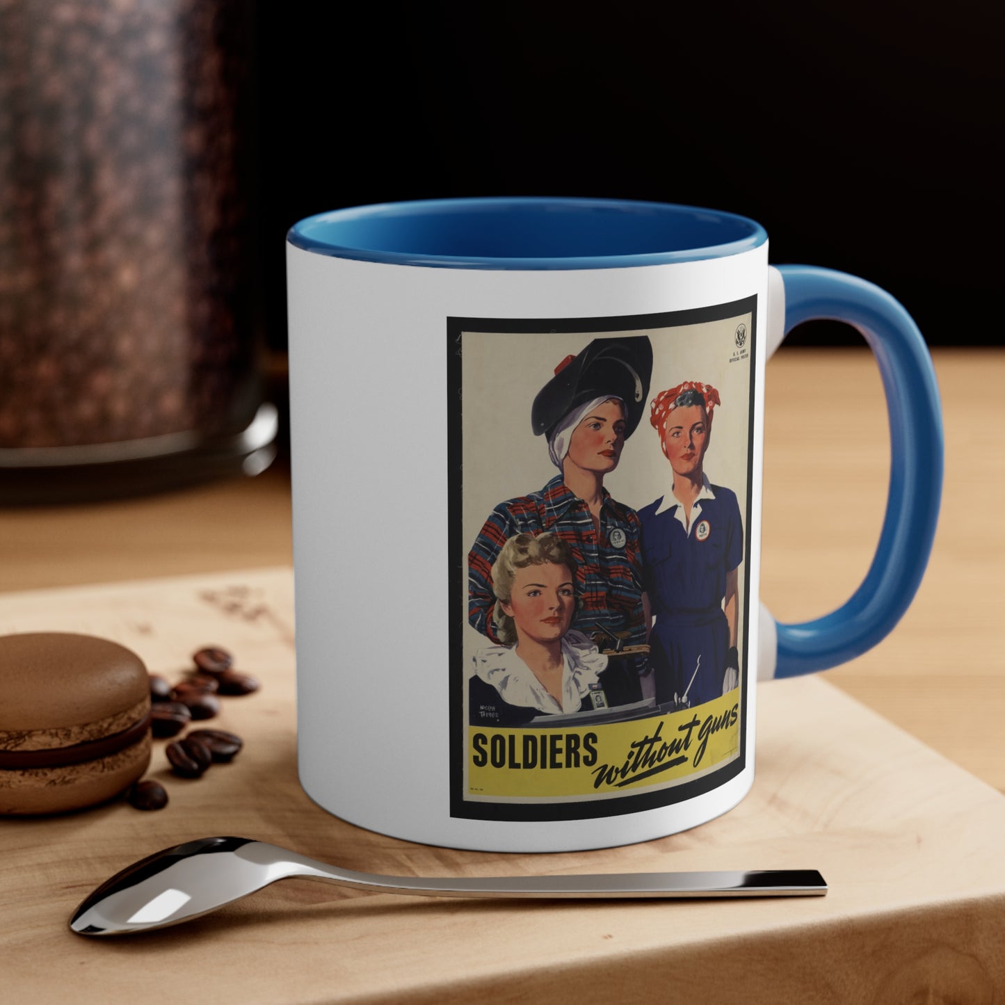 Vintage 'Soldiers Without Guns' Propaganda Accent Coffee Mug, 11oz