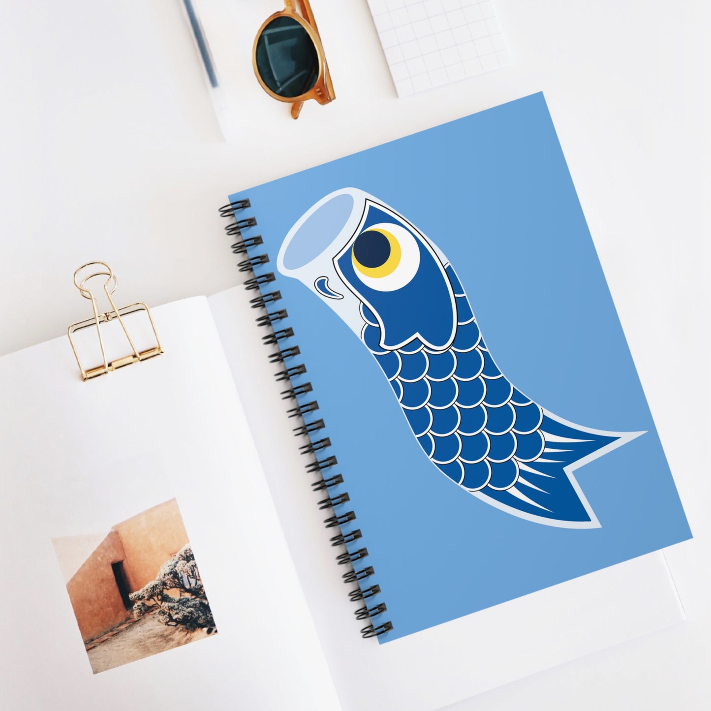 Blue Koinobori (Carp Streamer) Spiral Notebook - Ruled Line